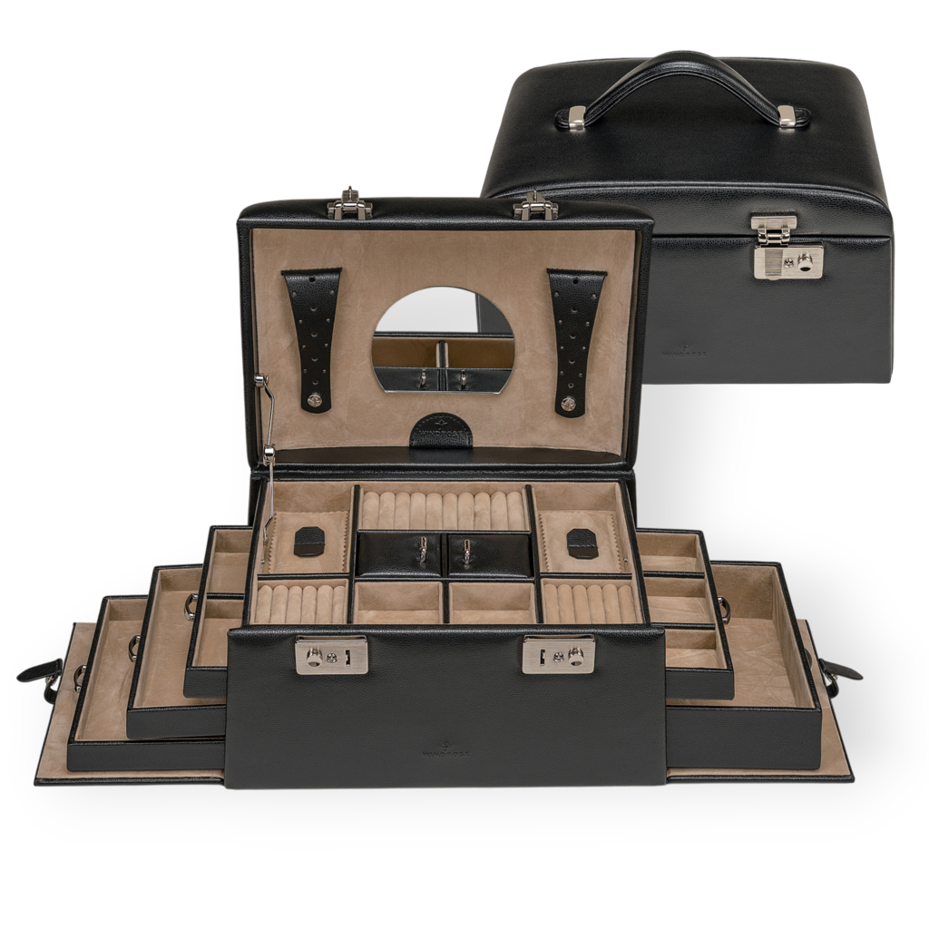 Schmuckkoffer beluga / schwarz (Leder) 