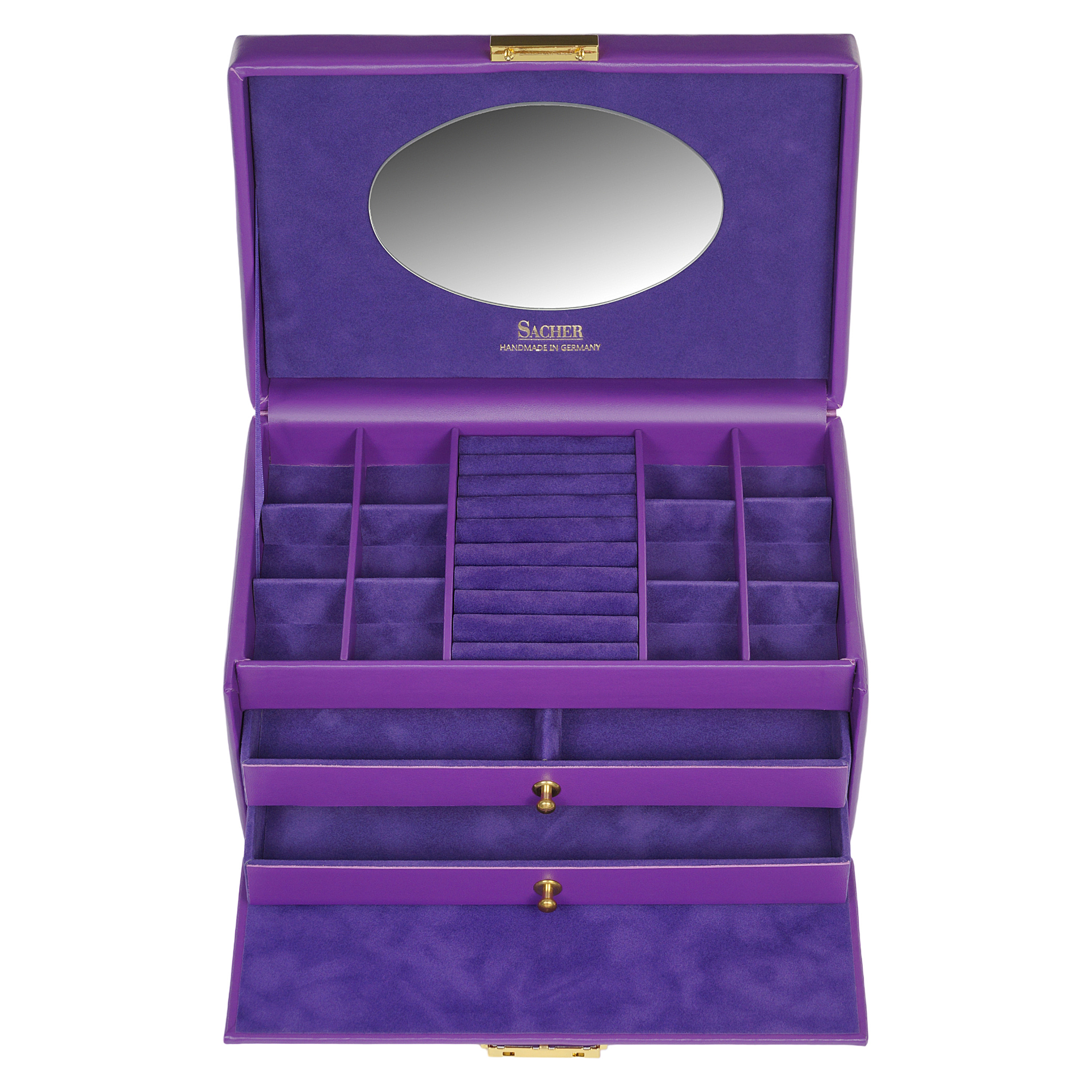 Boîte à bijoux Emma colisimo / violet (cuir pleine fleur) 