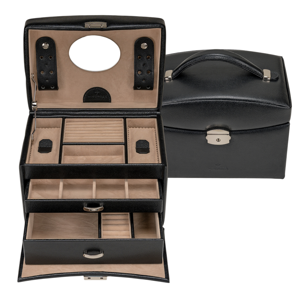 Schmuckkoffer beluga / schwarz (Leder) 