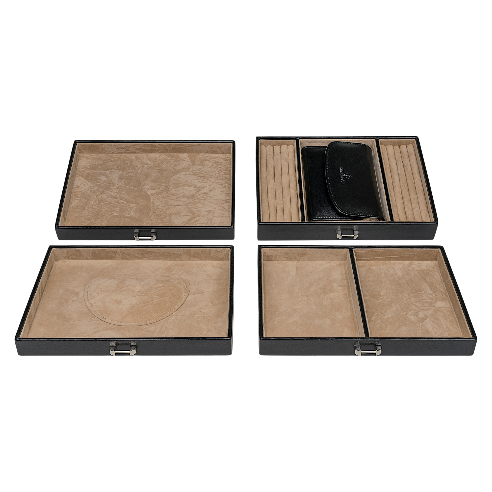 Schmuckkoffer mit integrierter Schmucktasche merino / schwarz