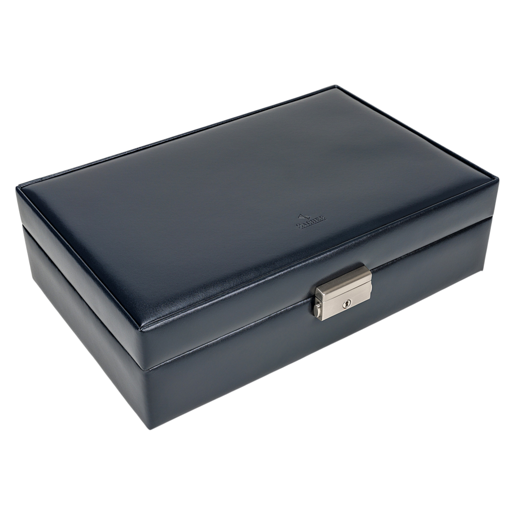 Schmuckkassette Ilka florage / navy (Leder) 
