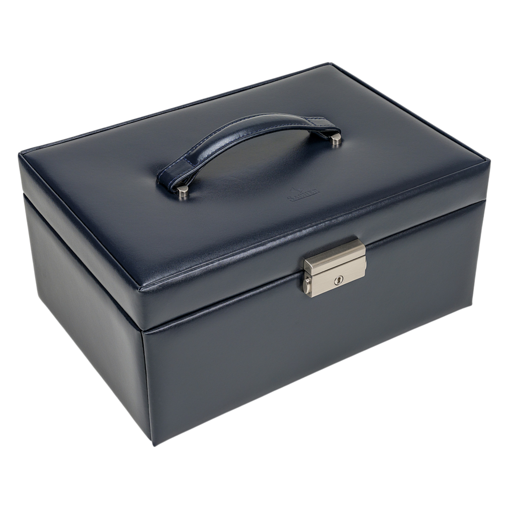 Schmuckkasten Ina florage / navy (Leder) 