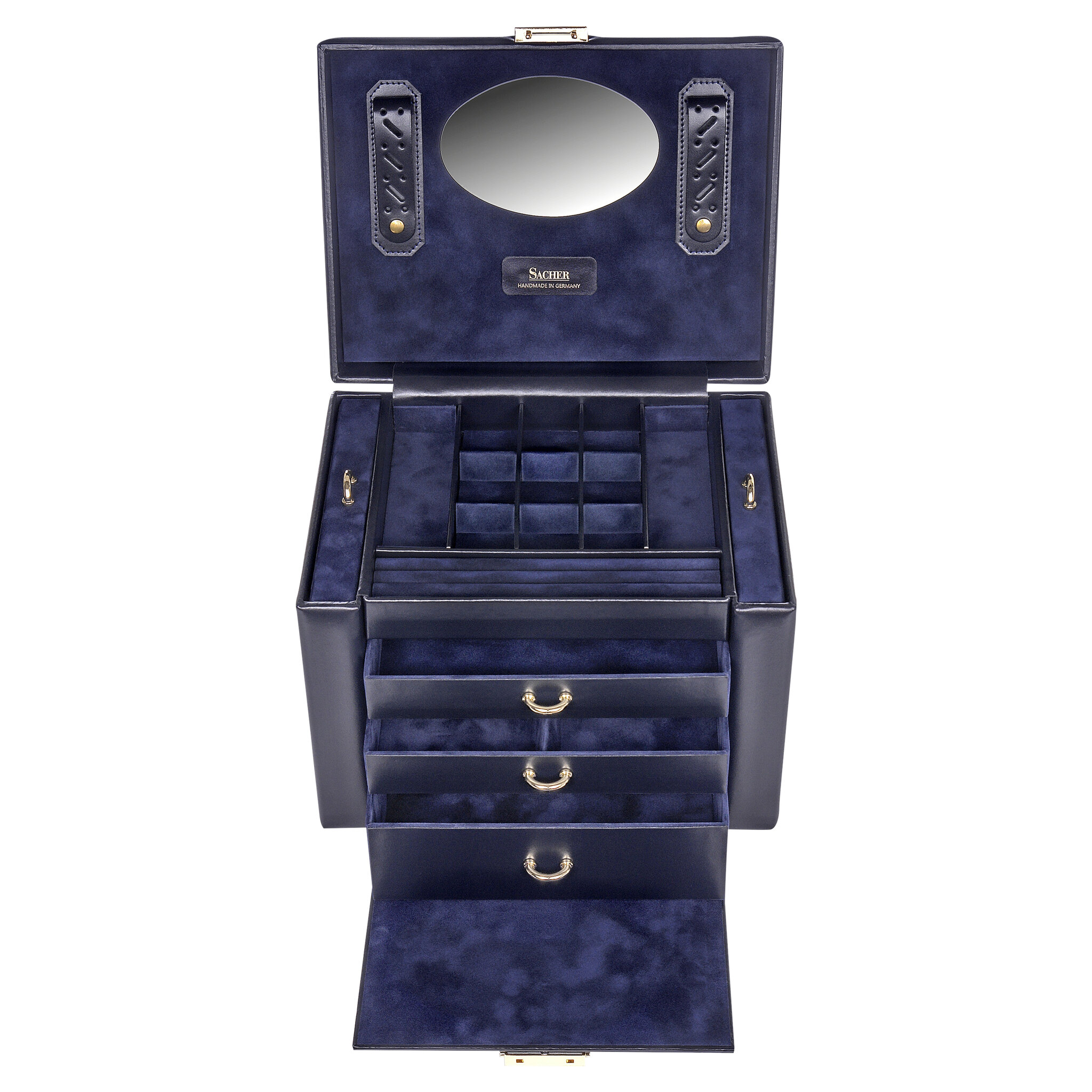 Marta acuro / navy (leather) jewellery box 