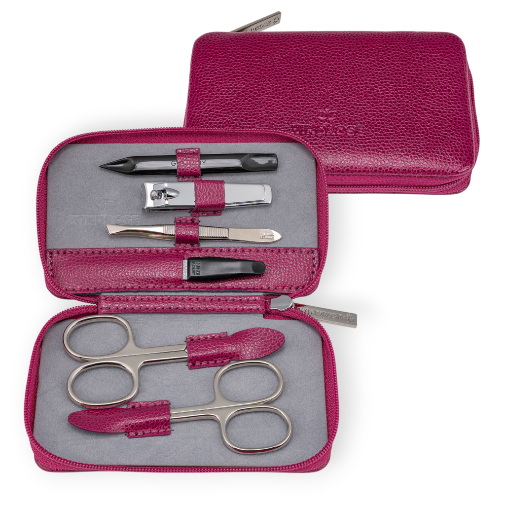 6-teilig Maniküretui beluga / beere (Leder) 