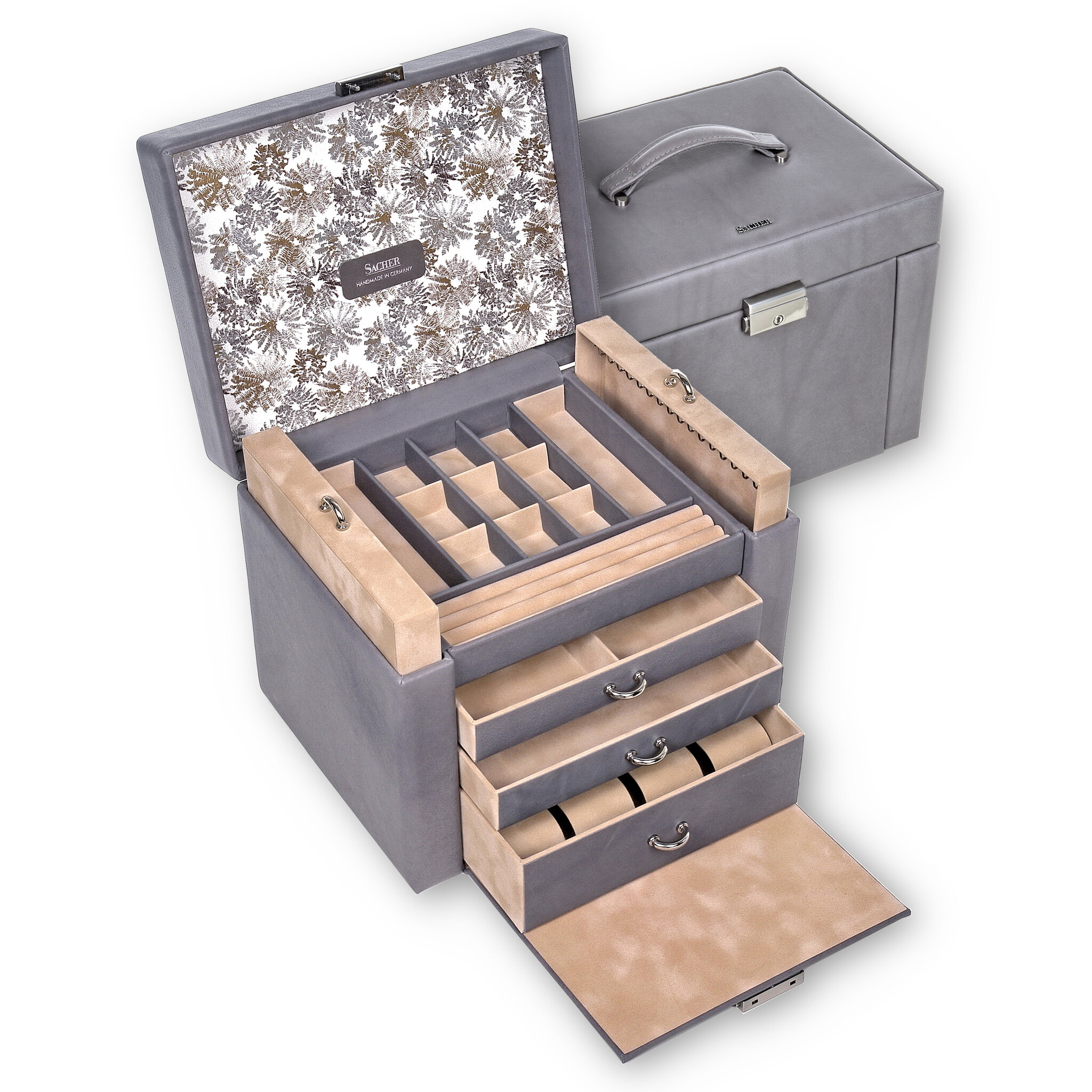 Jewellery box Marta fleur venice / grey (leather) 