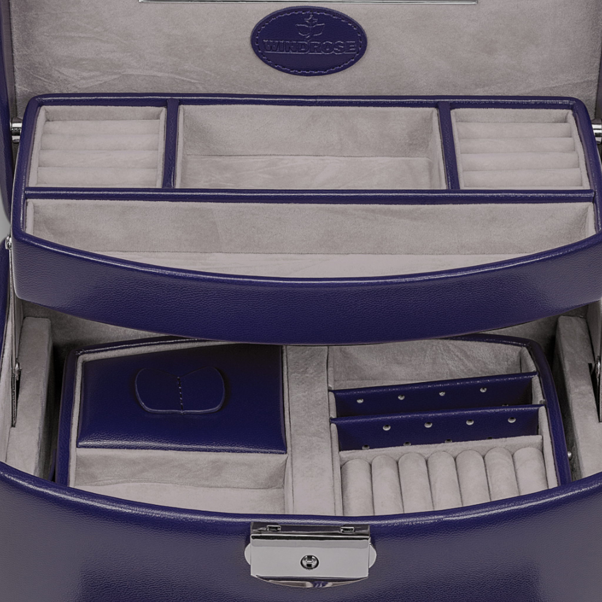 Automatic jewellery case with travel insert Merino Moda / dark blue Automatic jewellery case with travel insert Merino Moda / dark blue