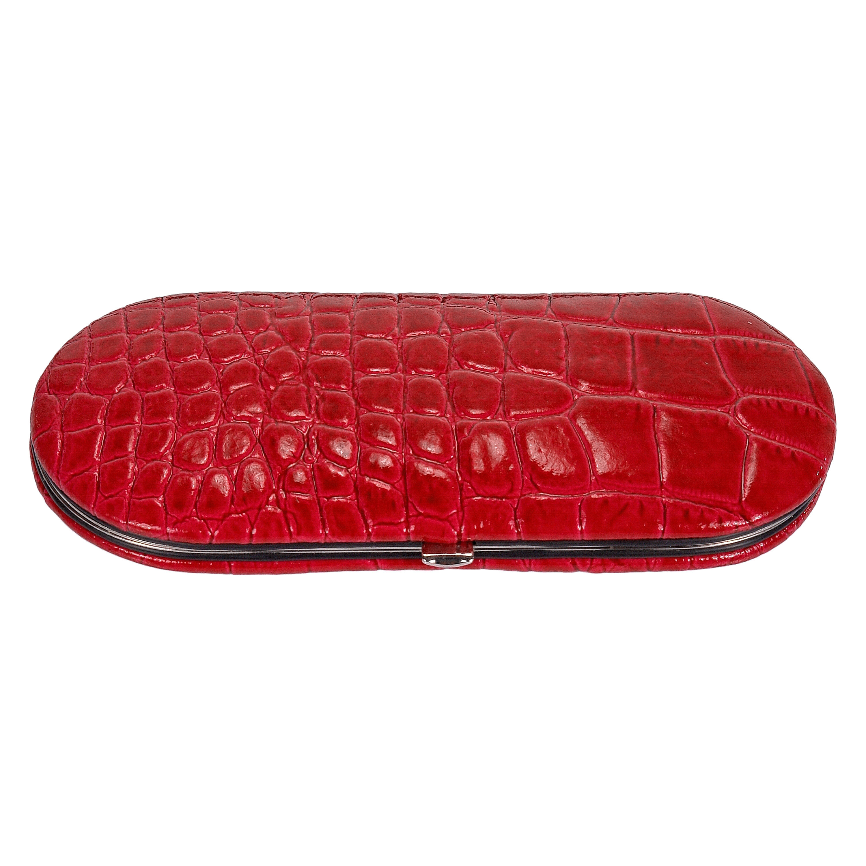 5-piece manicure case Manicure set / red (leather) 