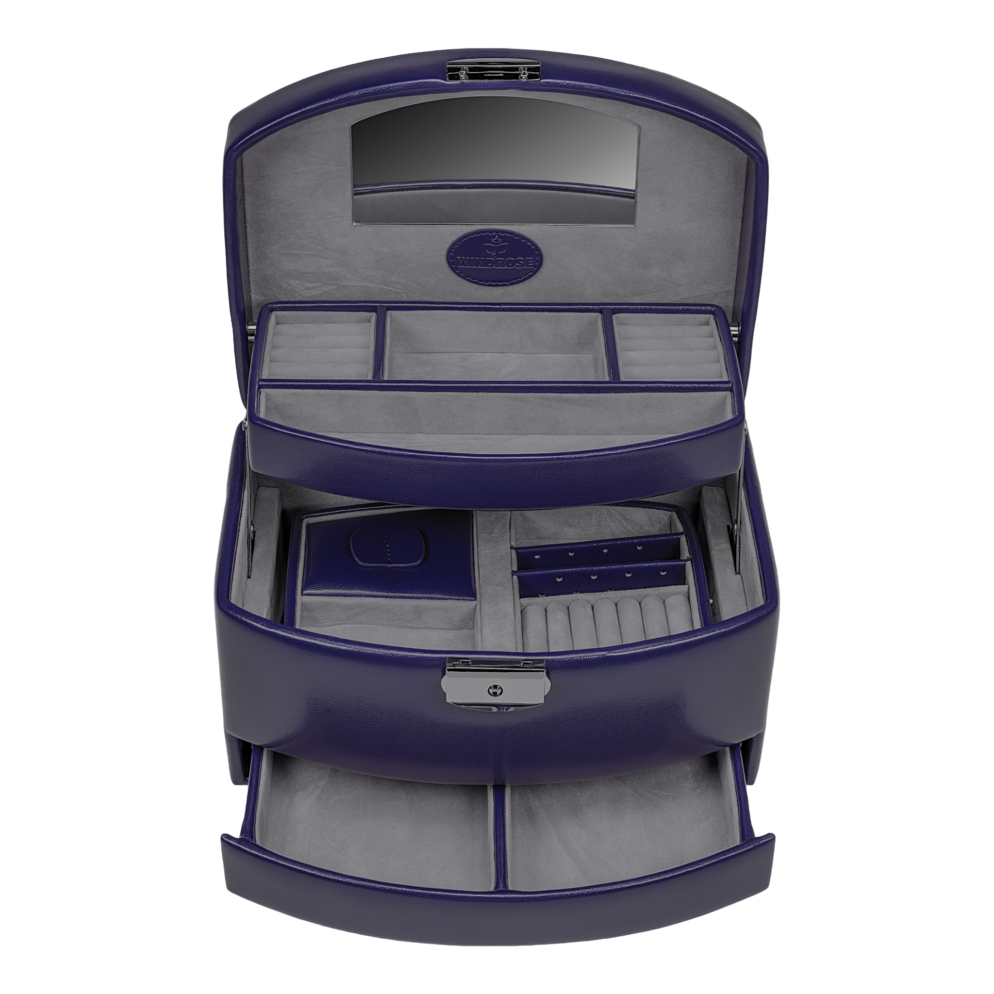 Automatic jewellery case with travel insert Merino Moda / dark blue Automatic jewellery case with travel insert Merino Moda / dark blue