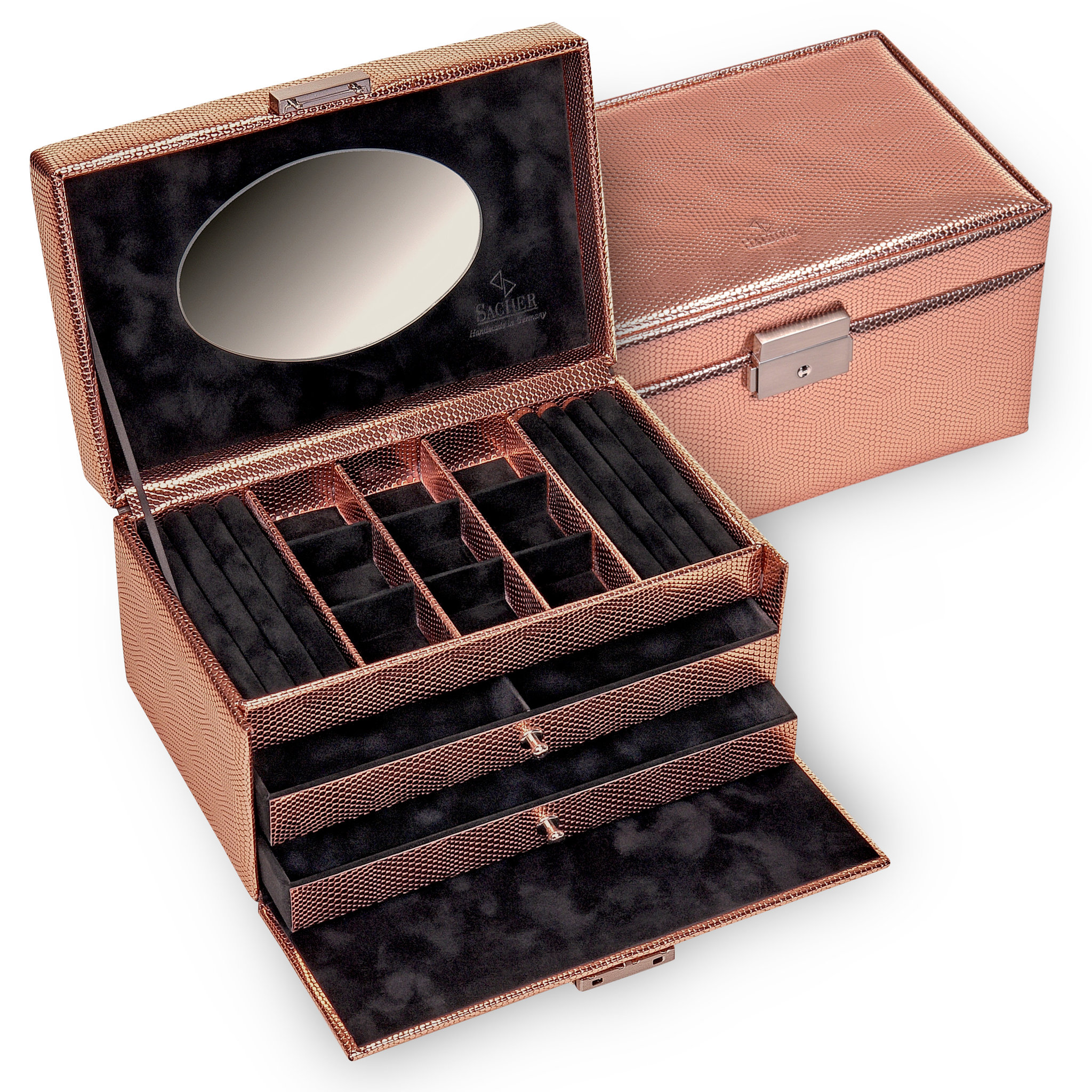 Jewellery box Elly lagarto / rose gold