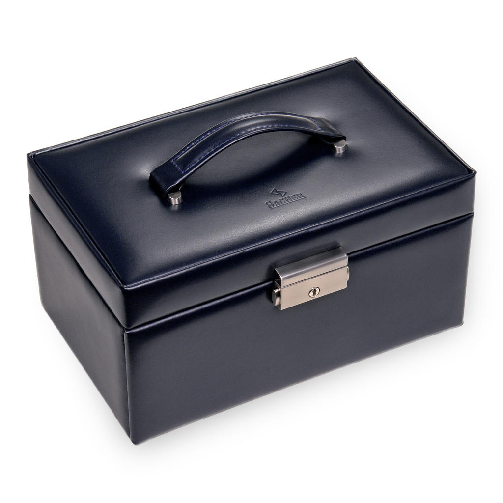 Jewellery box Elly florage / navy (leather) 