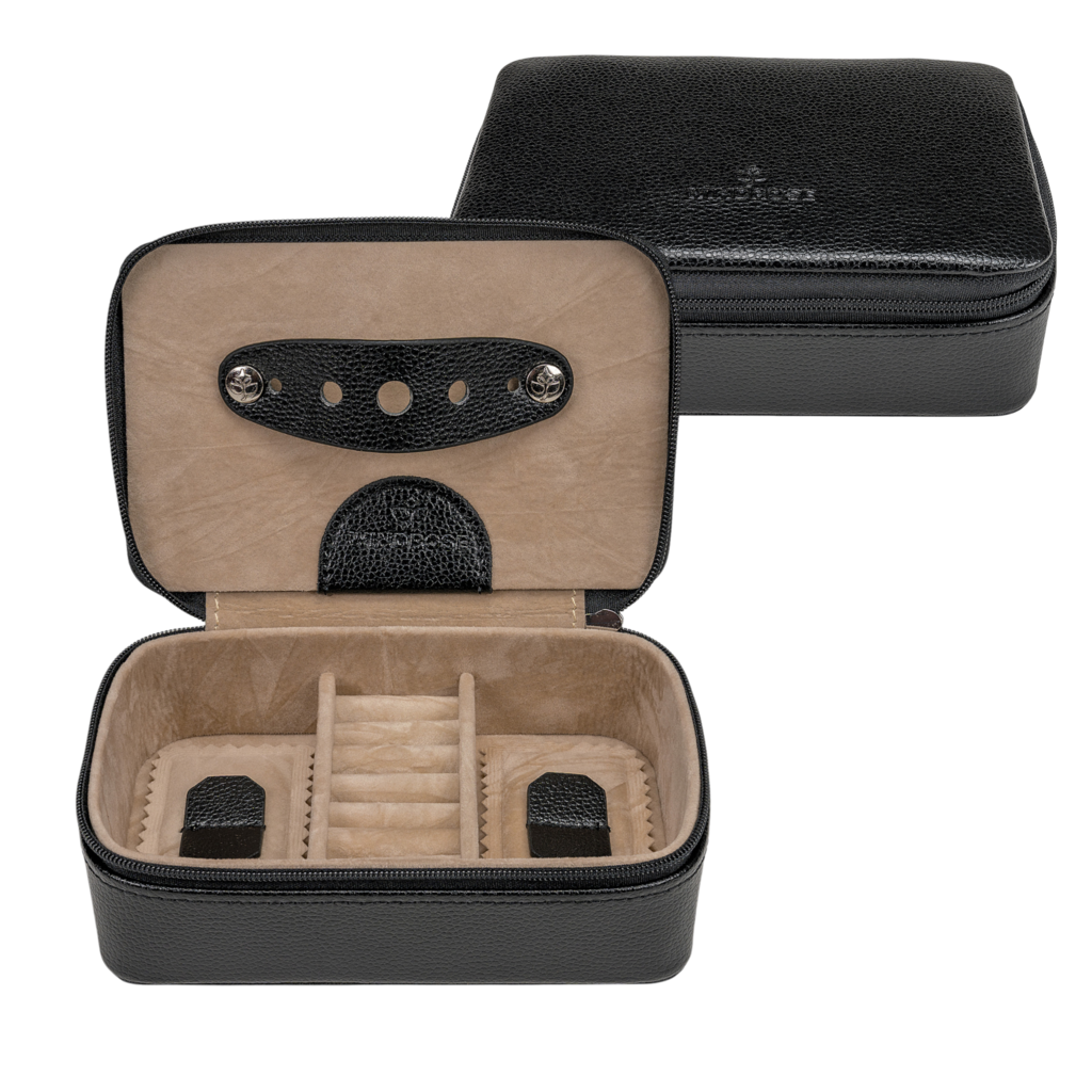 Schmuckdose beluga / schwarz (Leder) 