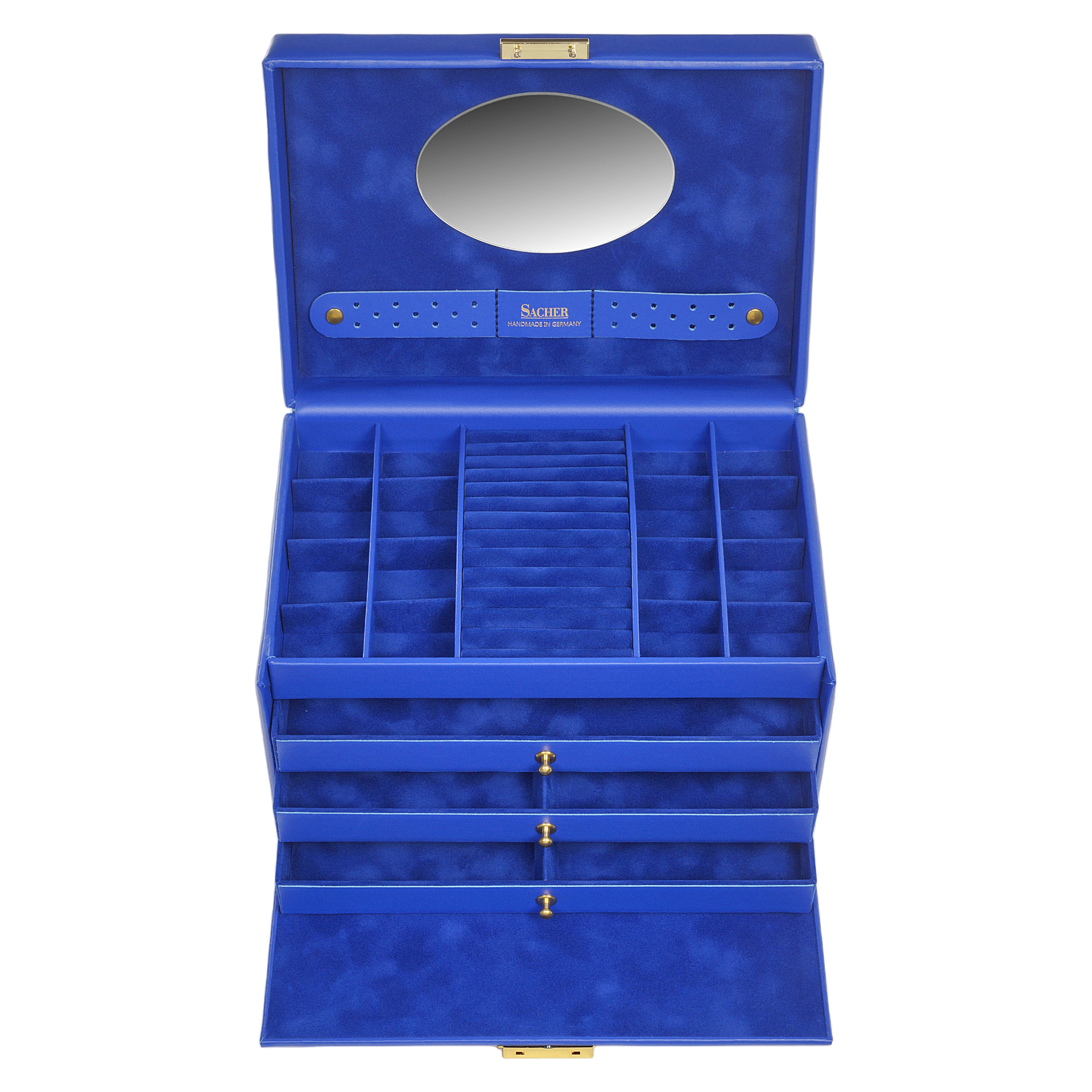 Boîte à bijoux Karen colisimo / bleu (cuir pleine fleur) 