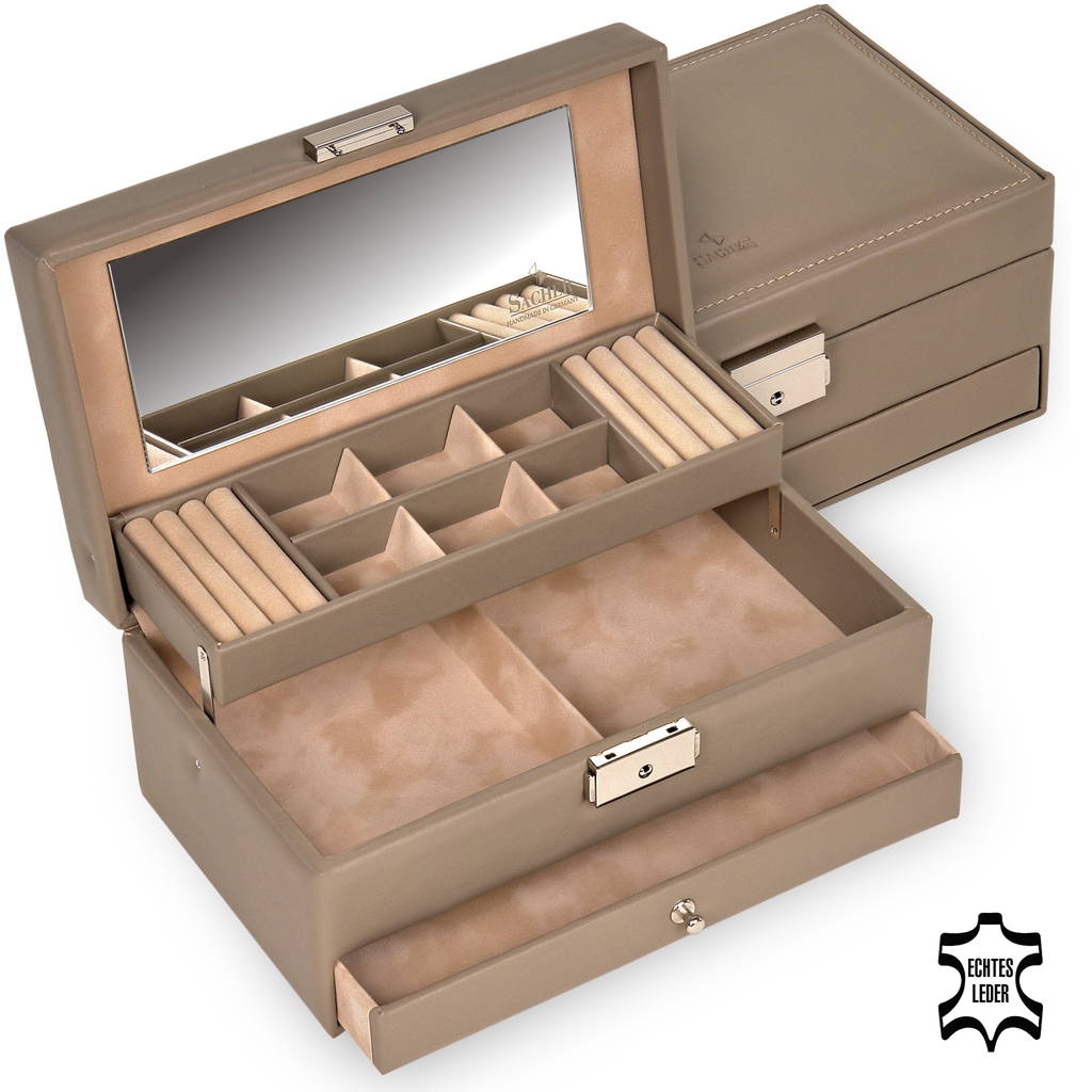 Jewellery box Helen nature / taupe (leather) 