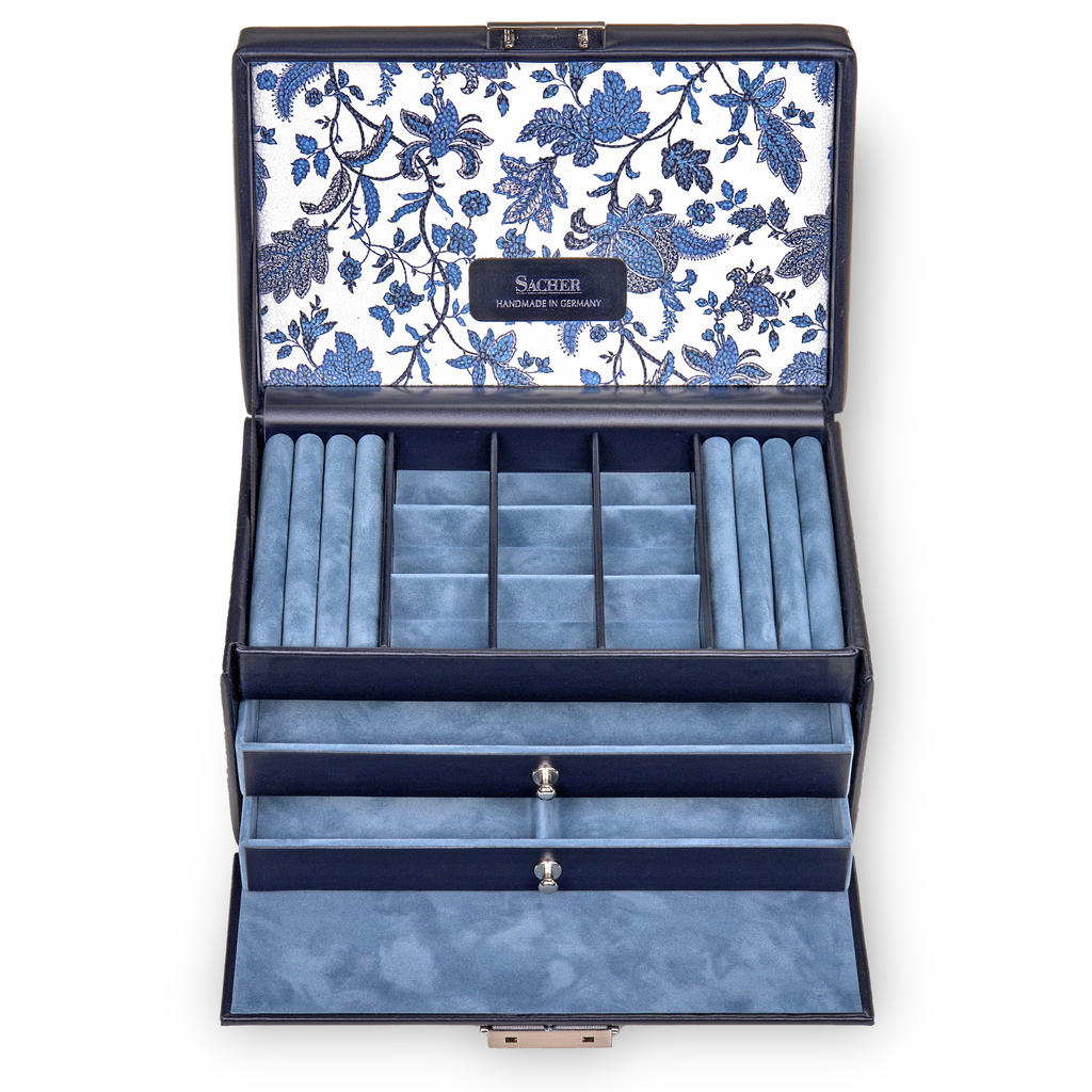 Boîte à bijoux Elly florage / navy (cuir) 