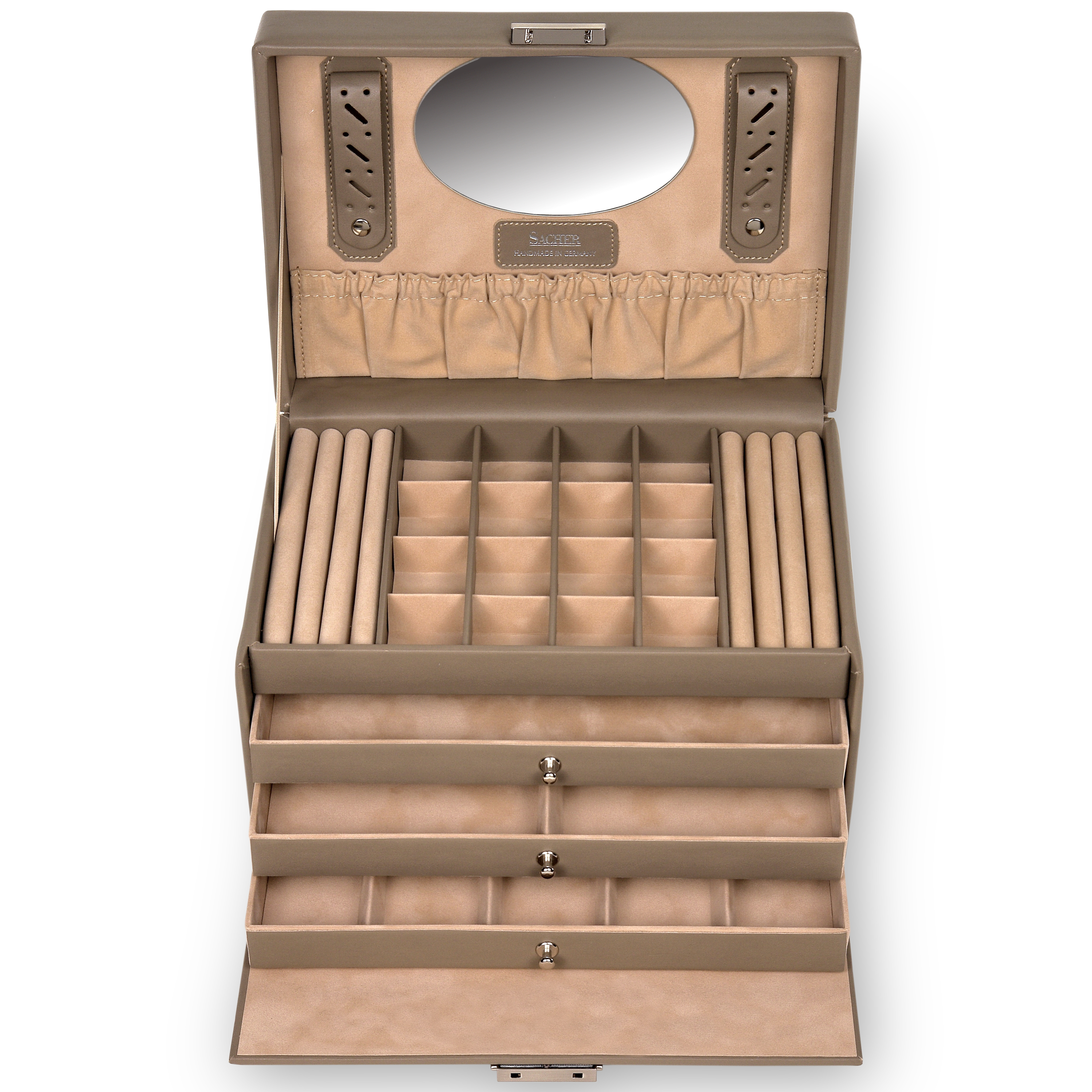 Schmuckkasten Lena nature / taupe (Leder) 