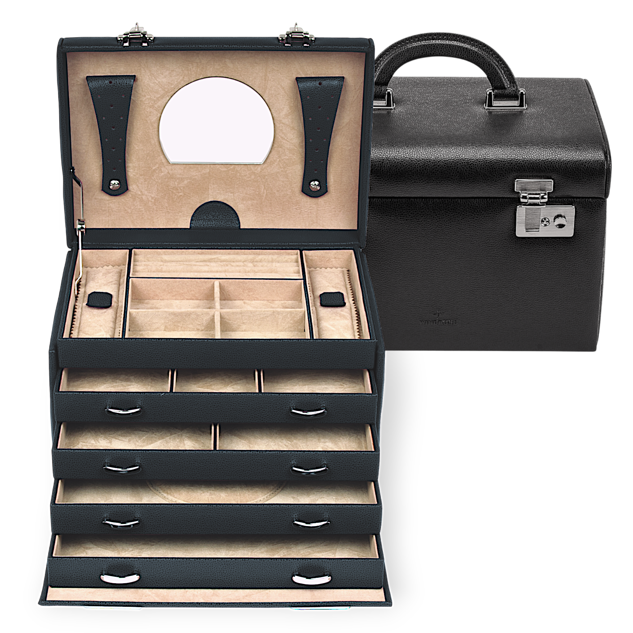 Schmuckoffer Beluga / schwarz (Leder) 