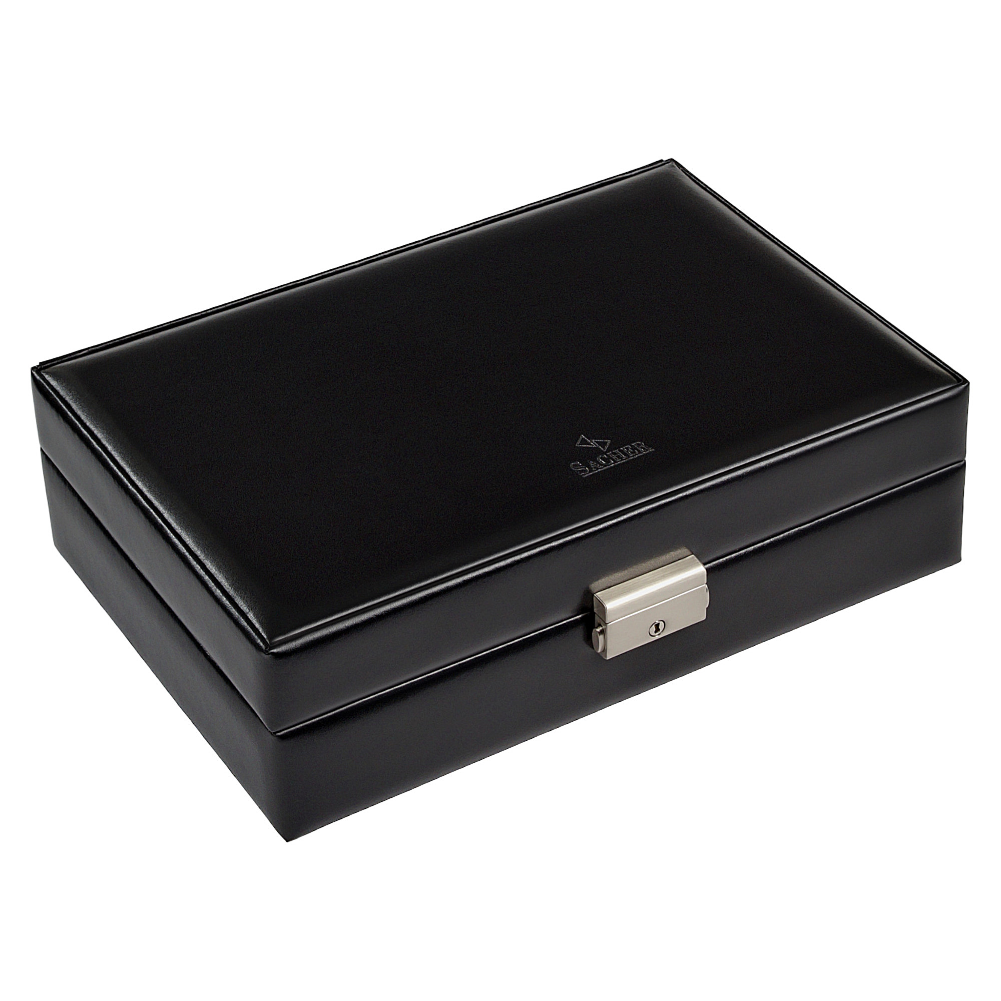 Watch case for 10 watches black exclusive / black (leather) 