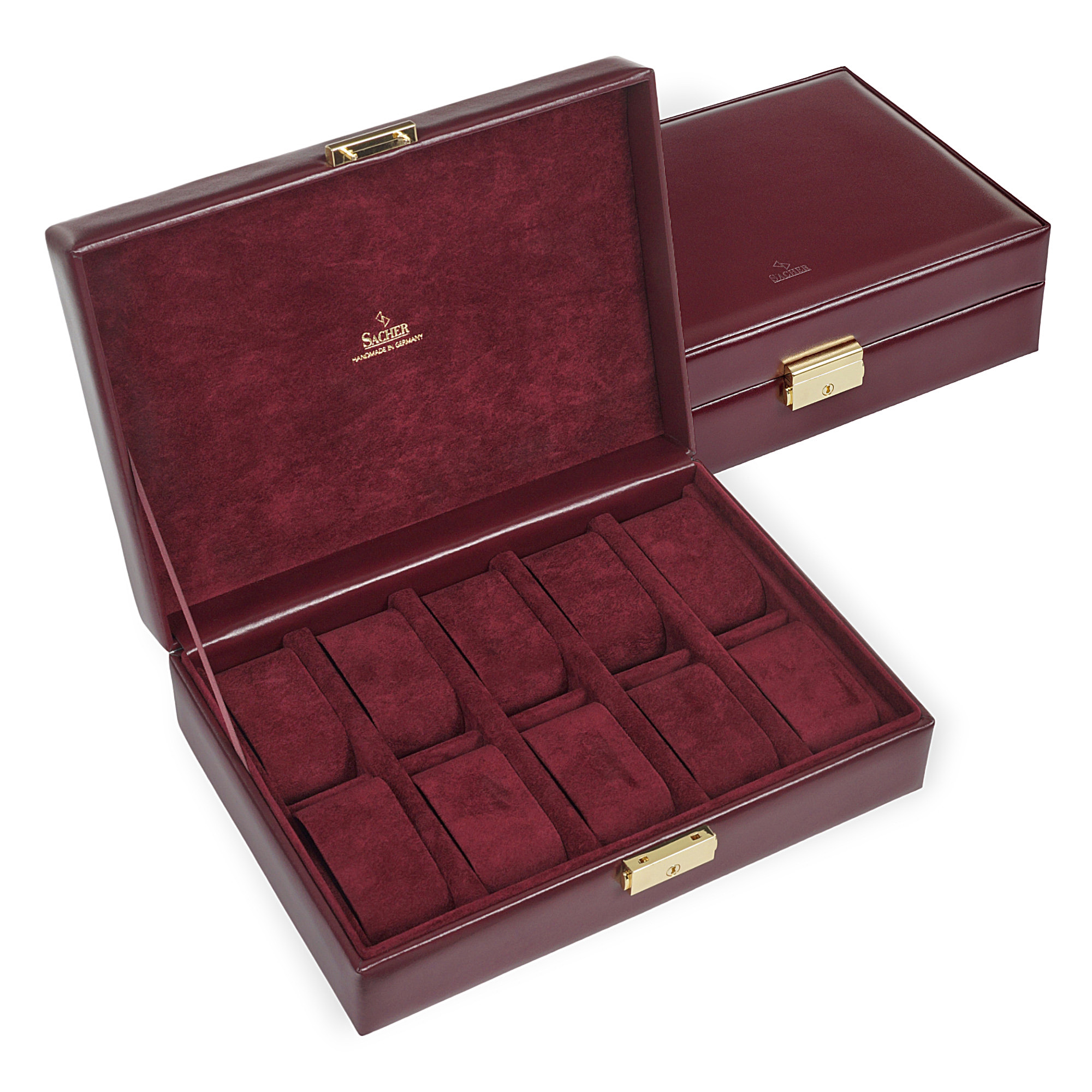 Watch case for 10 watches acuro / bordeaux (leather) 