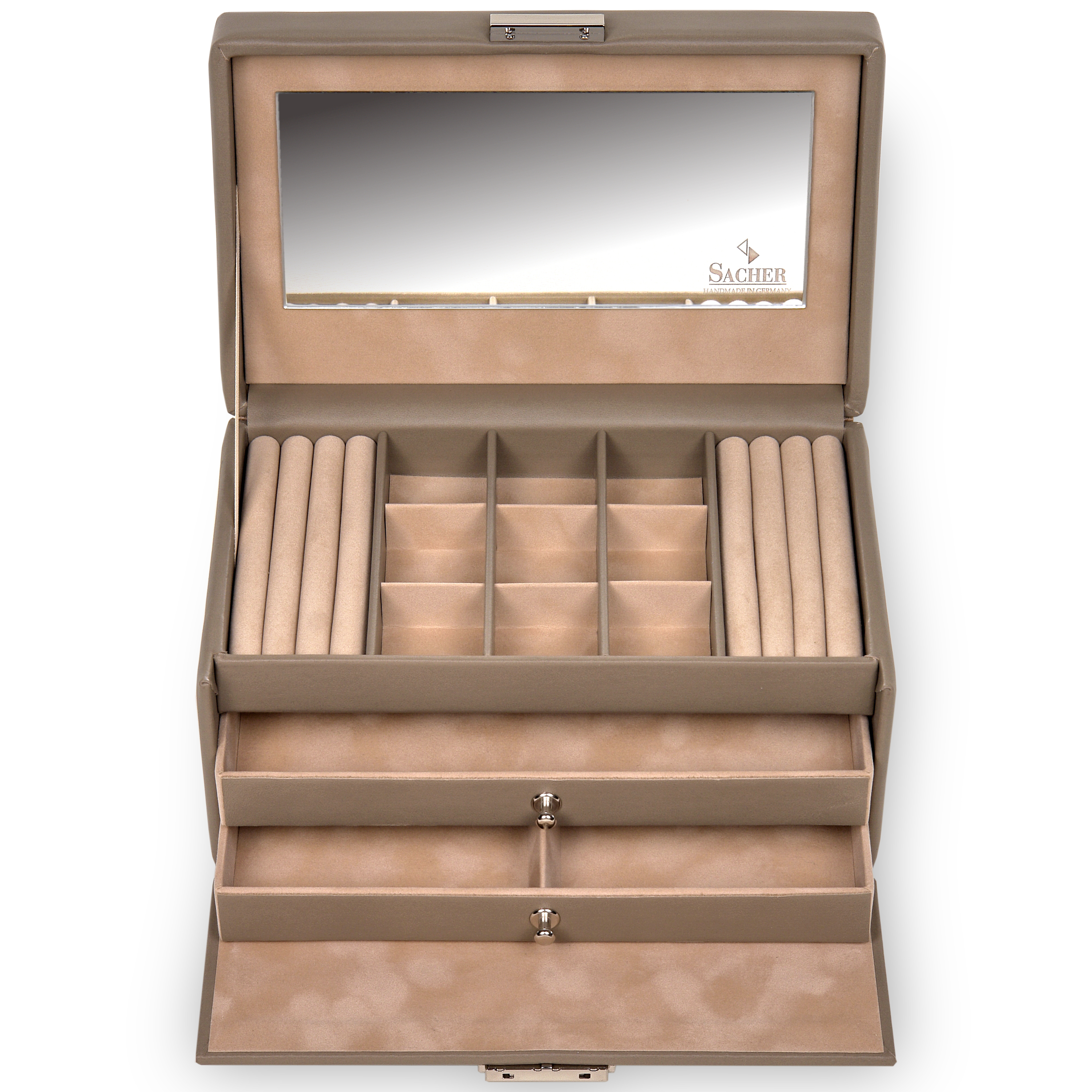 Sieradendoosje Elly natuur / taupe (leer)