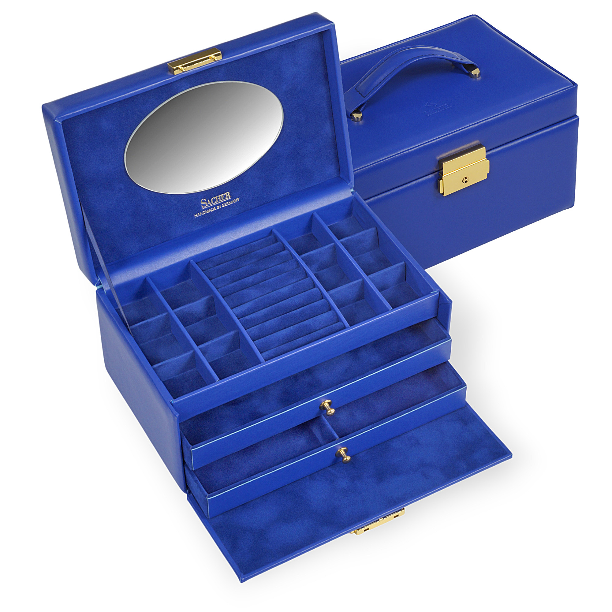 Emma colisimo jewellery box / blue (full cowhide) 