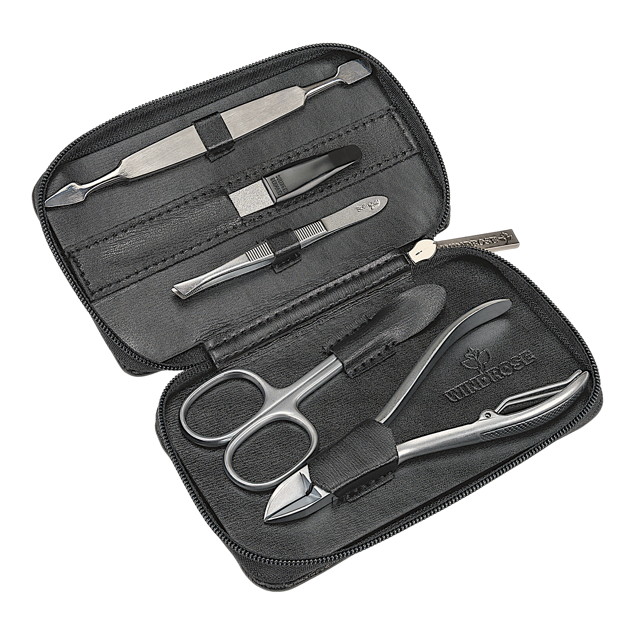 5-teilig Maniküretui ambiance / schwarz (Leder) 