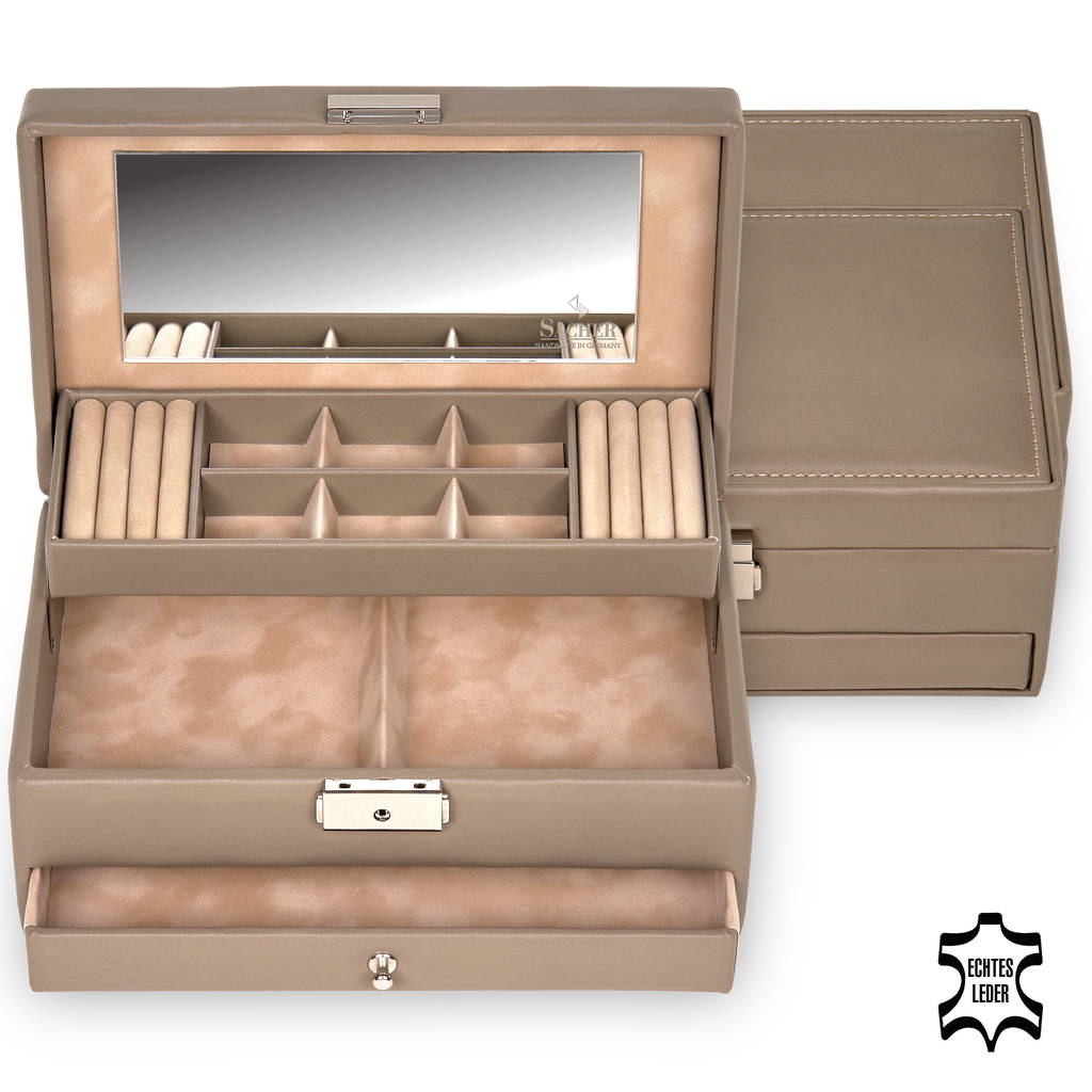 Jewellery box Helen nature / taupe (leather) 