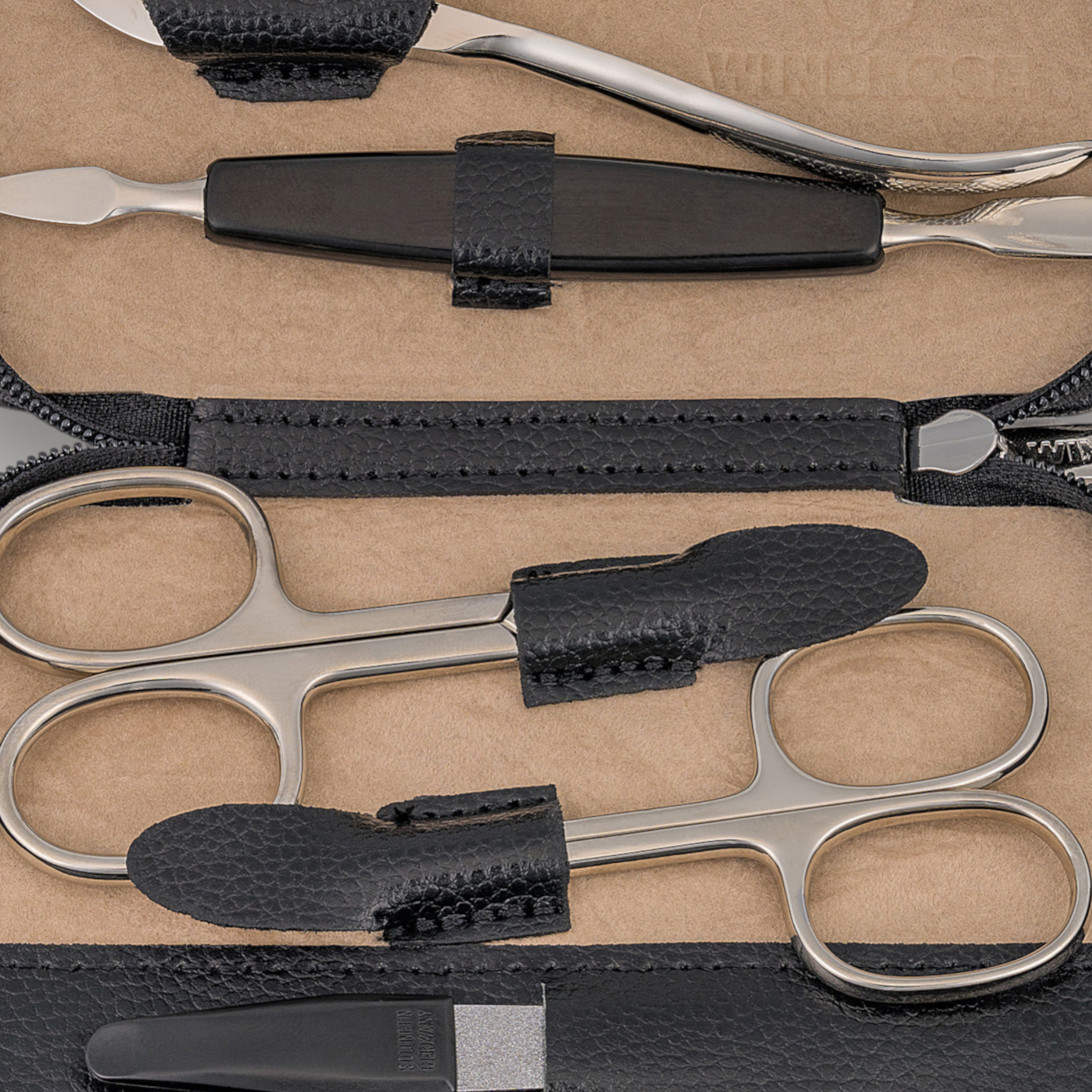 6-teilig Maniküretui beluga / schwarz (Leder) 