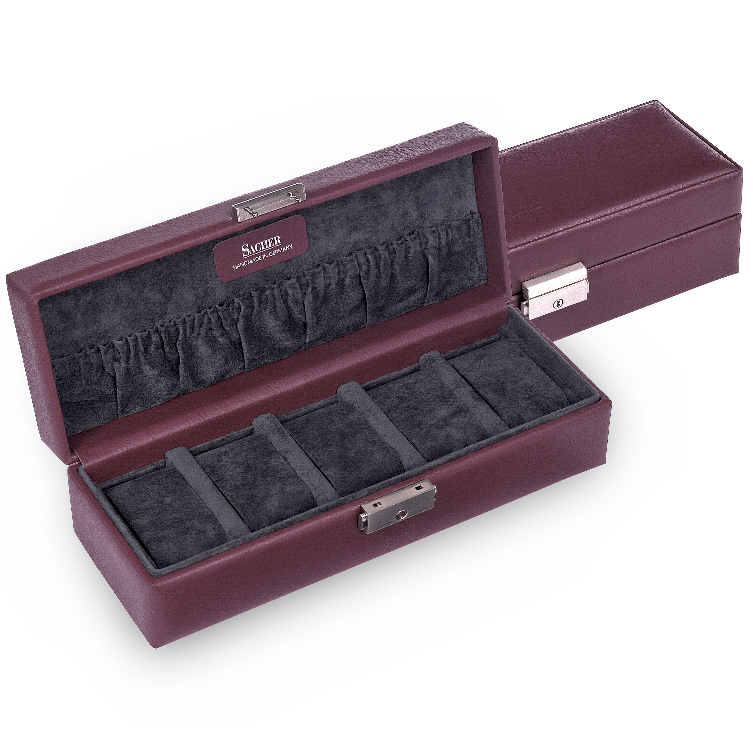 Watch case for 5 watches cadeluxe / bordeaux (full cowhide) 