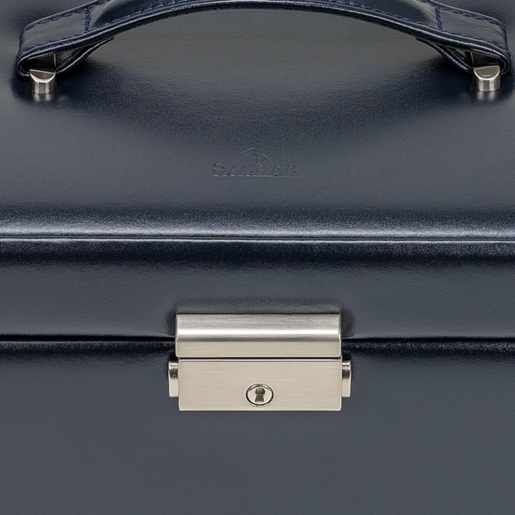 Schmuckkasten Ina florage / navy (Leder) 
