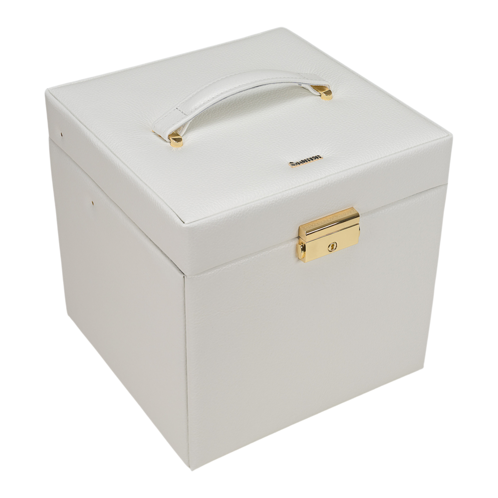 Schmuckkasten Lisa granello / weiß (Vollrindleder) 