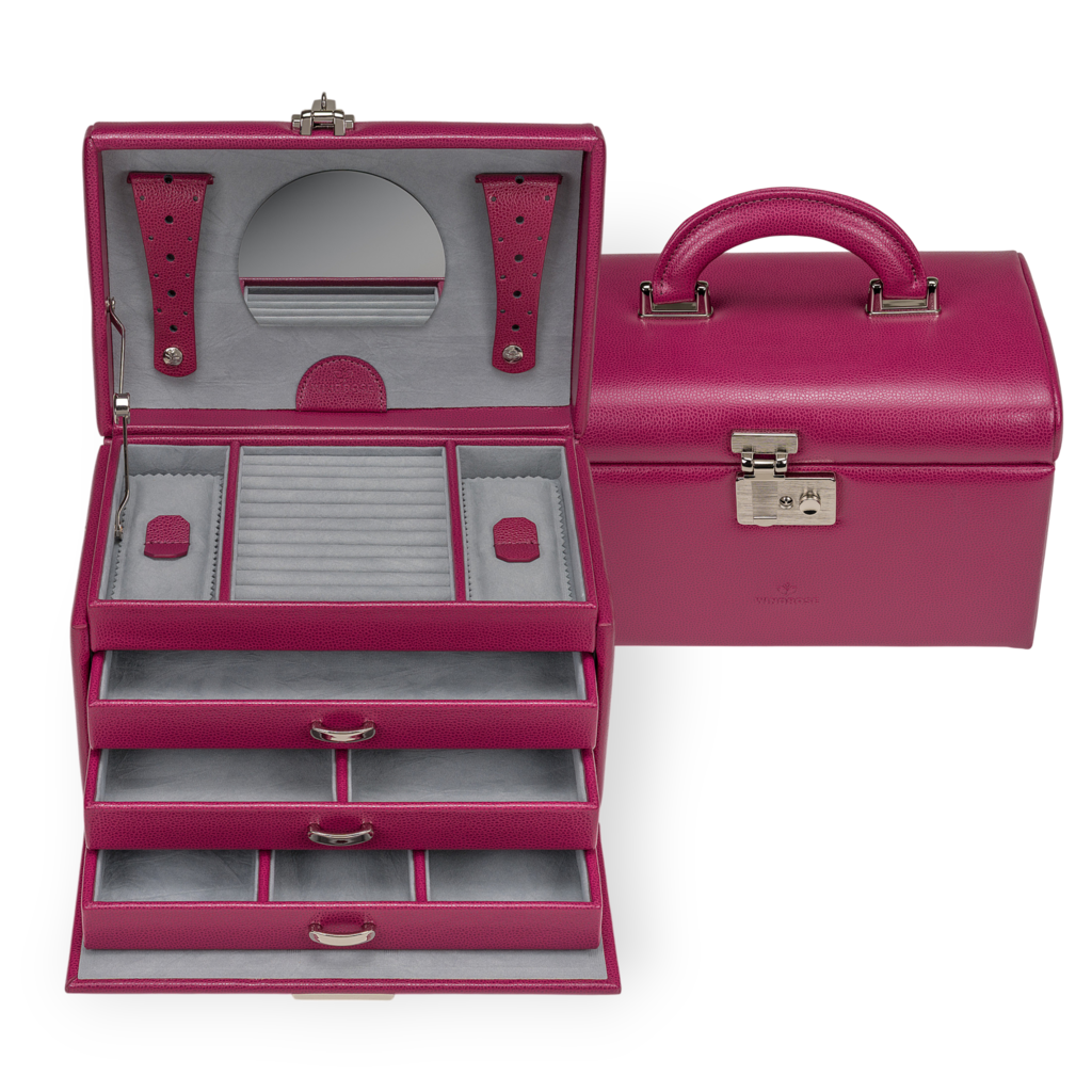 Schmuckkoffer beluga / beere (Leder) 