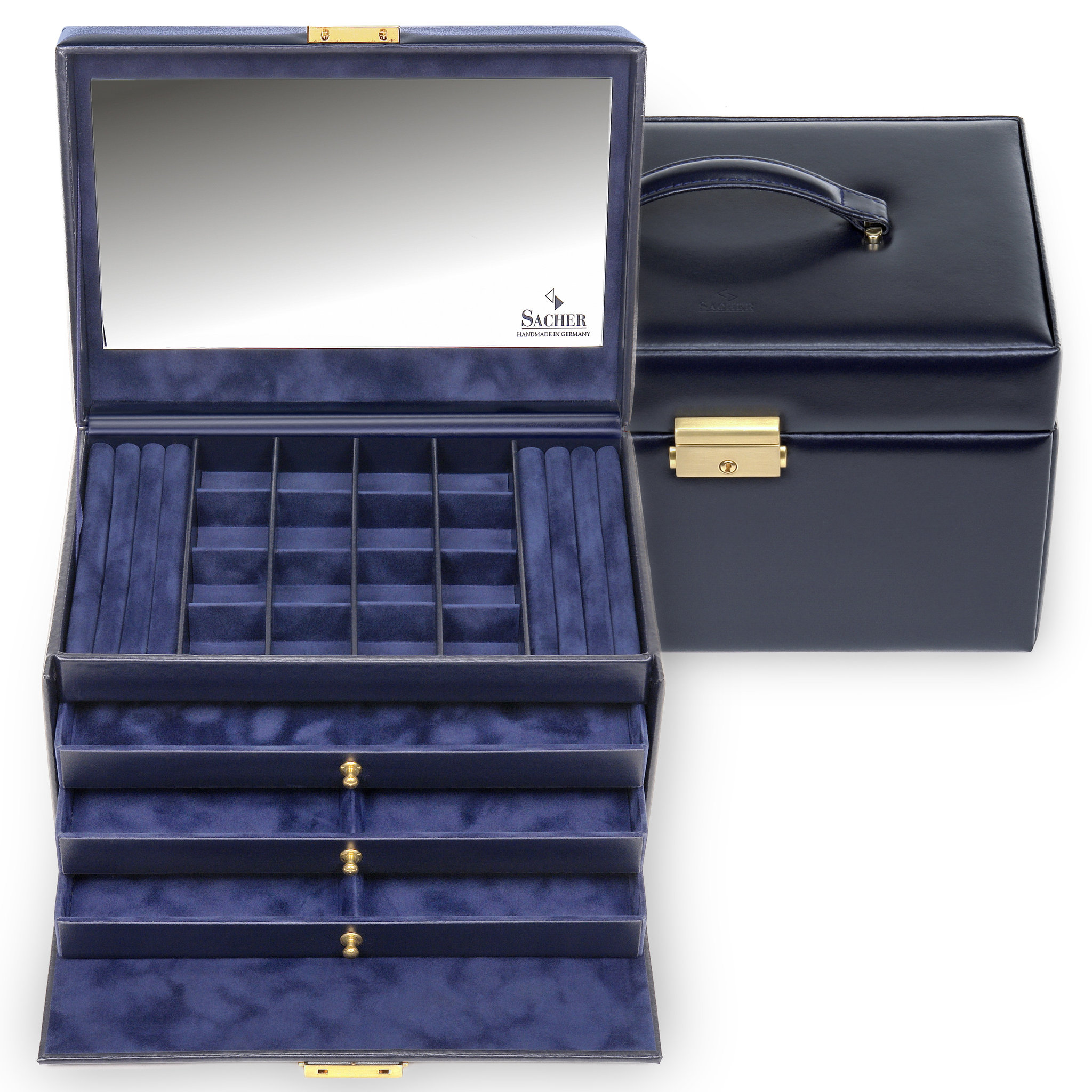 Lena acuro / navy (leather) jewellery box 