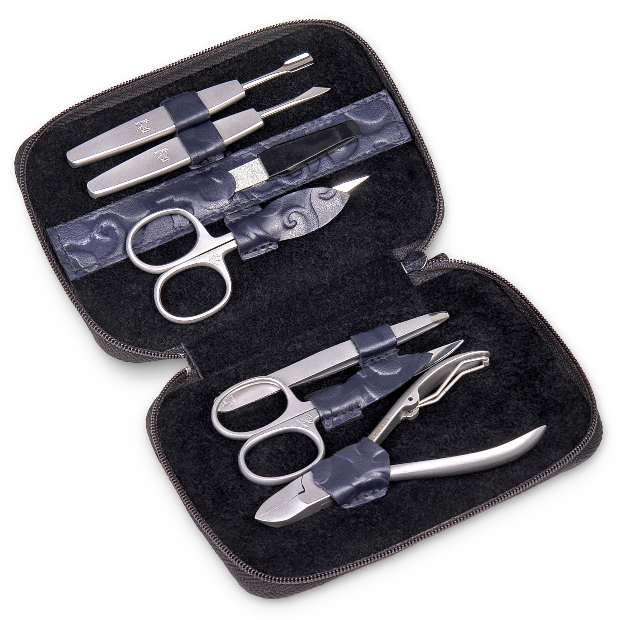 7-piece manicure case ornamento / navy (leather) 