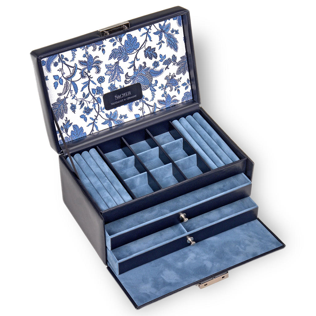 Boîte à bijoux Elly florage / navy (cuir) 