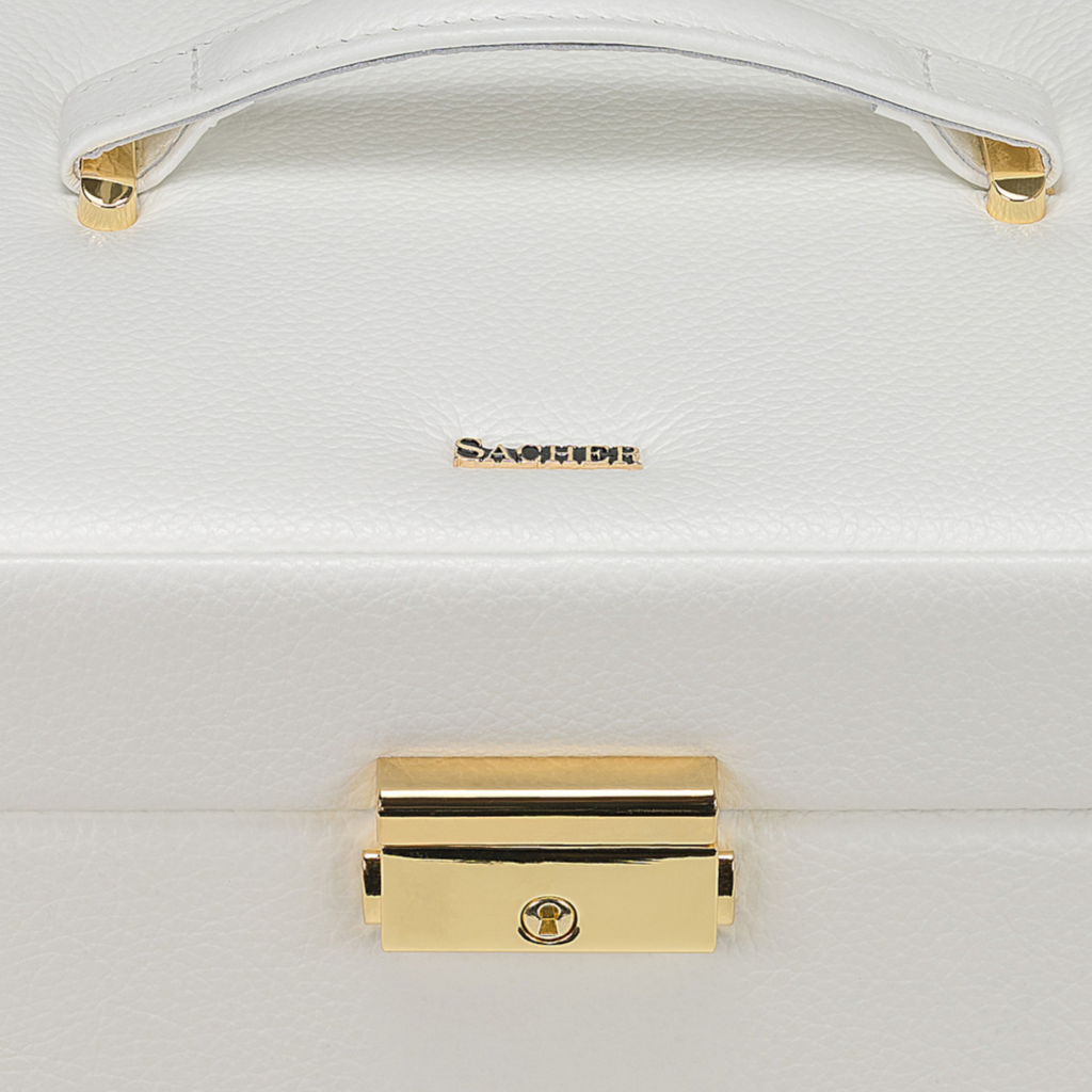 Schmuckkasten Lisa granello / weiß (Vollrindleder) 