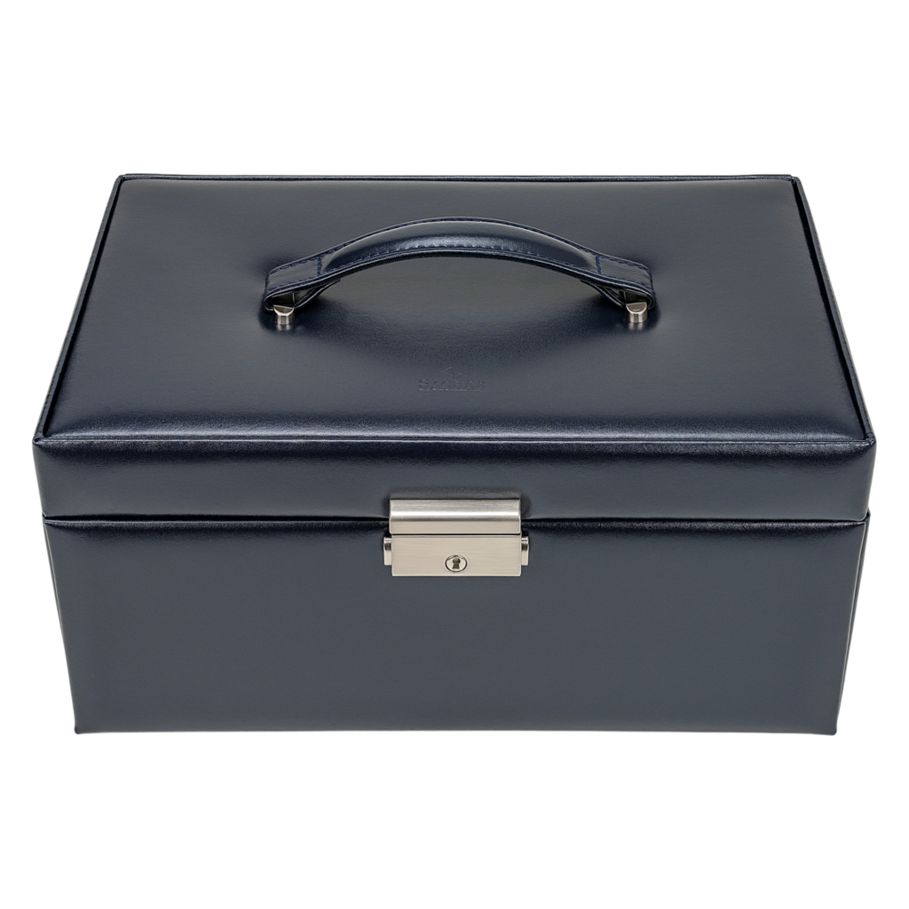 Schmuckkasten Ina florage / navy (Leder) 
