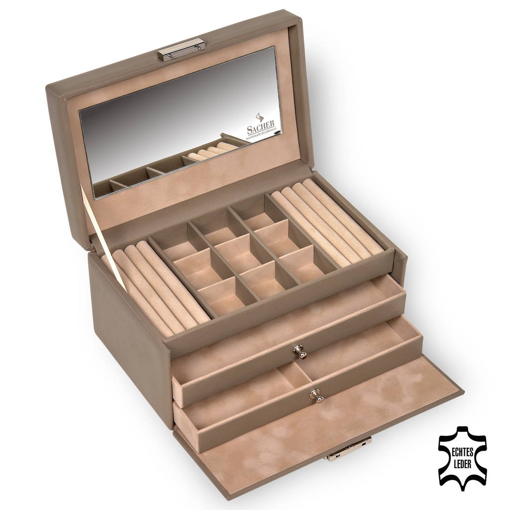 Jewellery box Elly nature / taupe (leather) 