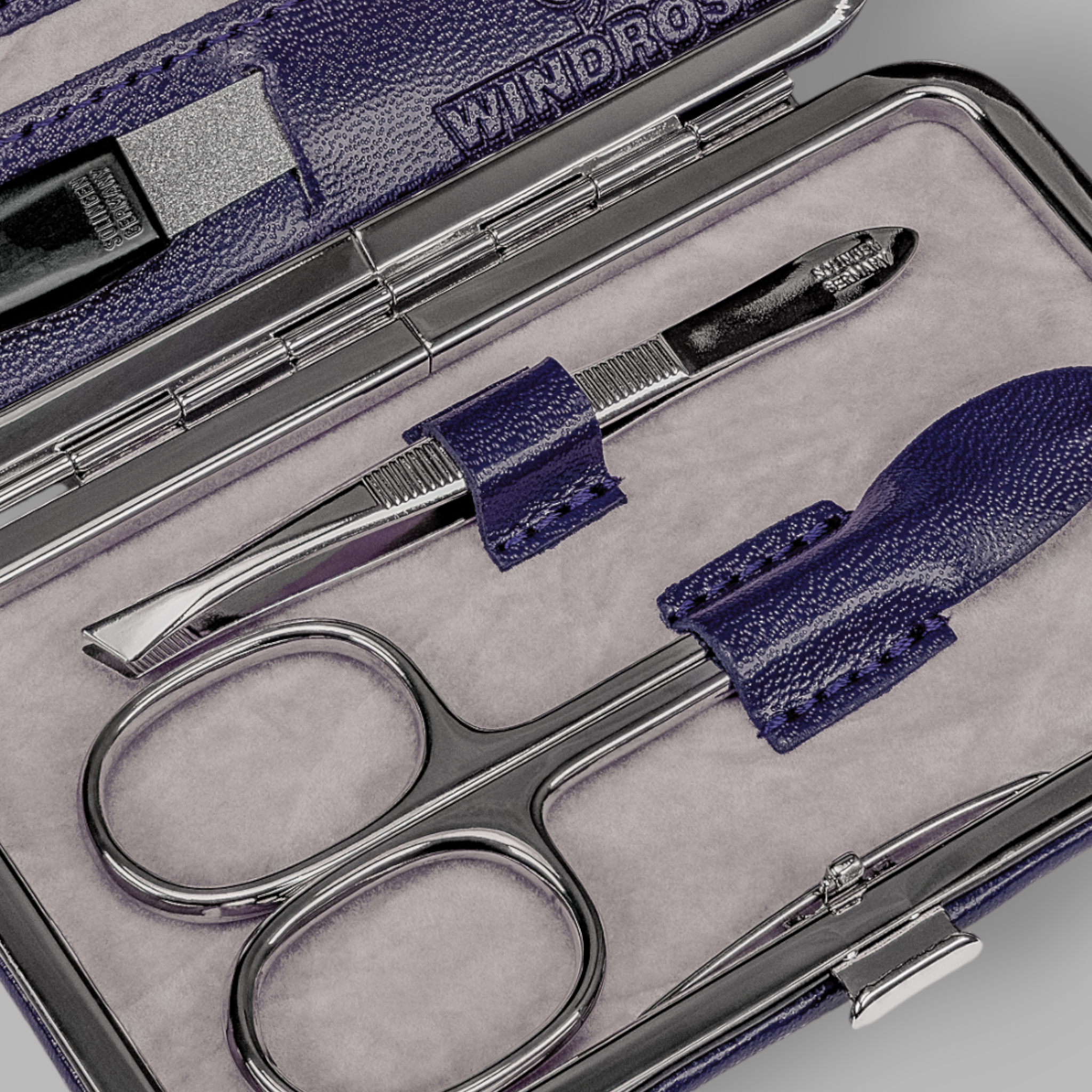 4-piece manicure case Merino Moda / dark blue 4-piece manicure case Merino Moda / dark blue