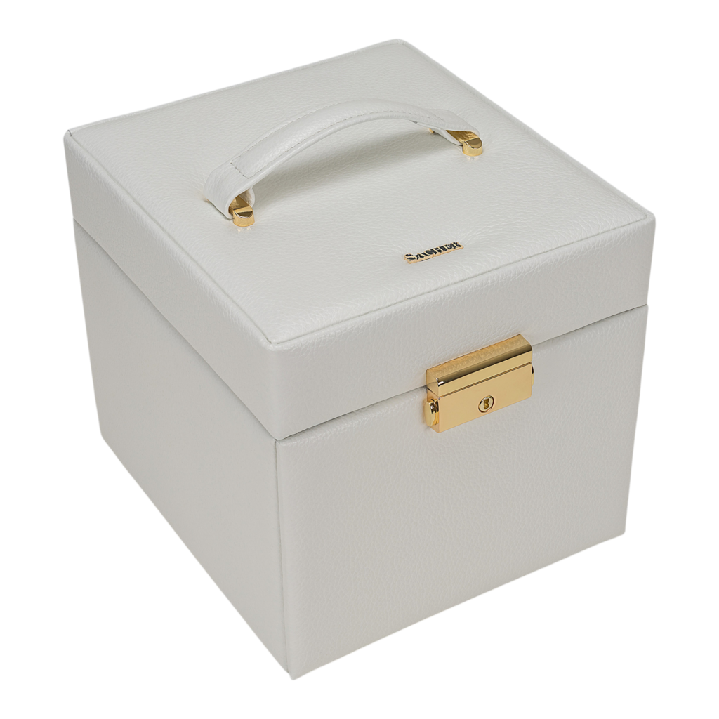 Schmuckkasten Evita granello / weiß (Vollrindleder) 