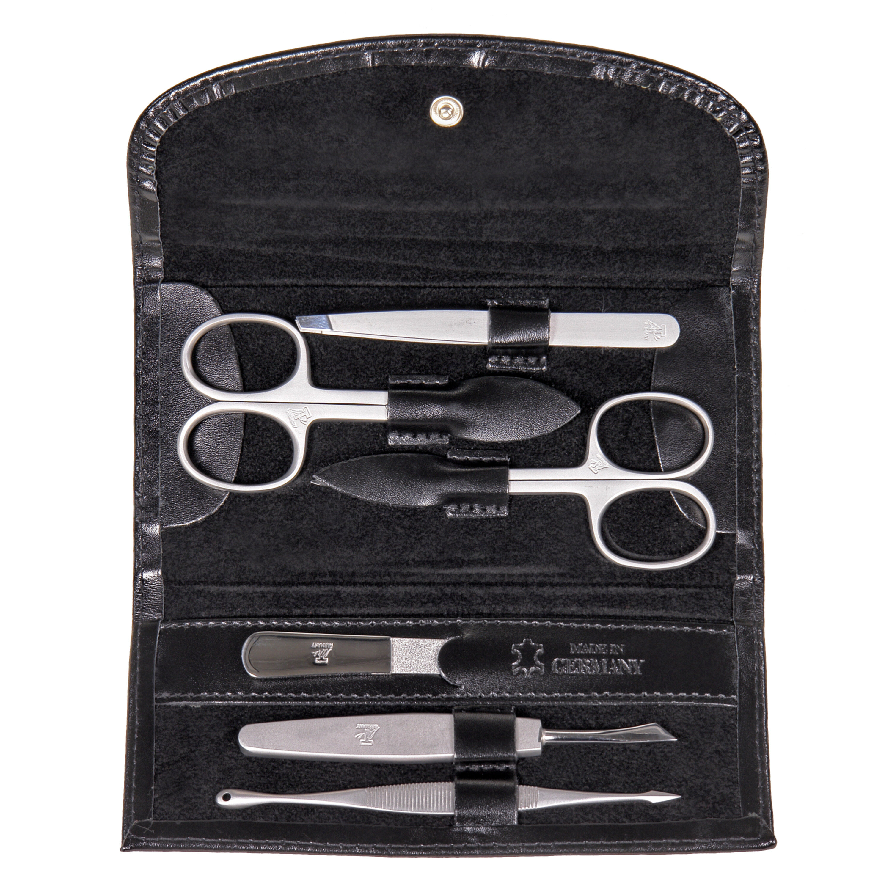 6-piece manicure case Manicure set / black (leather) 