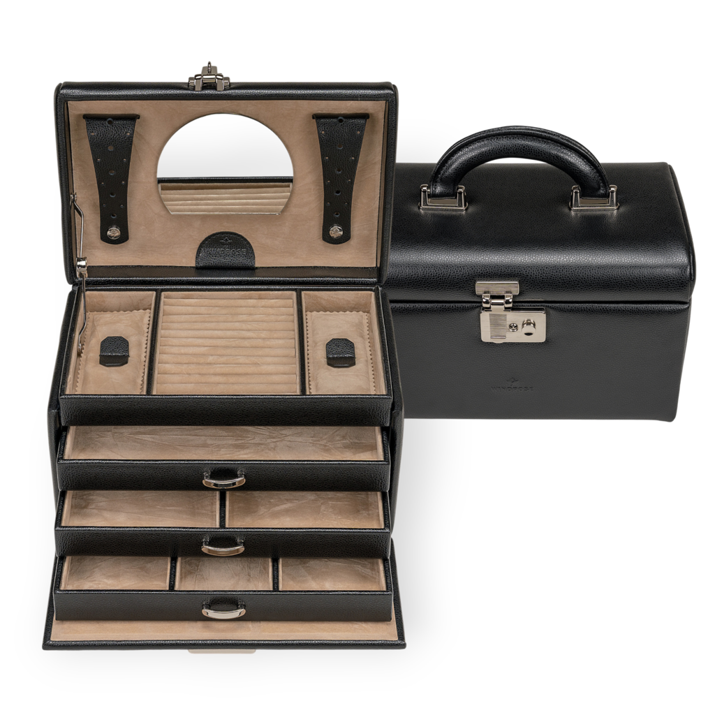 Schmuckkoffer beluga / schwarz (Leder) 