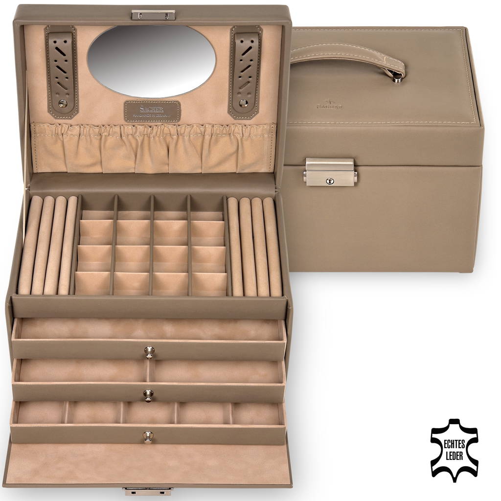 Jewellery box Lena nature / taupe (leather) 