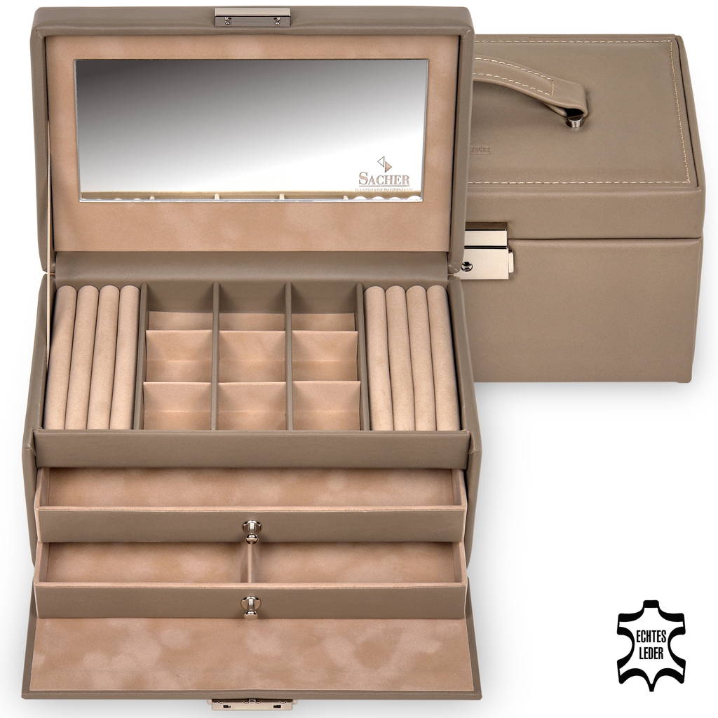 Jewellery box Elly nature / taupe (leather) 