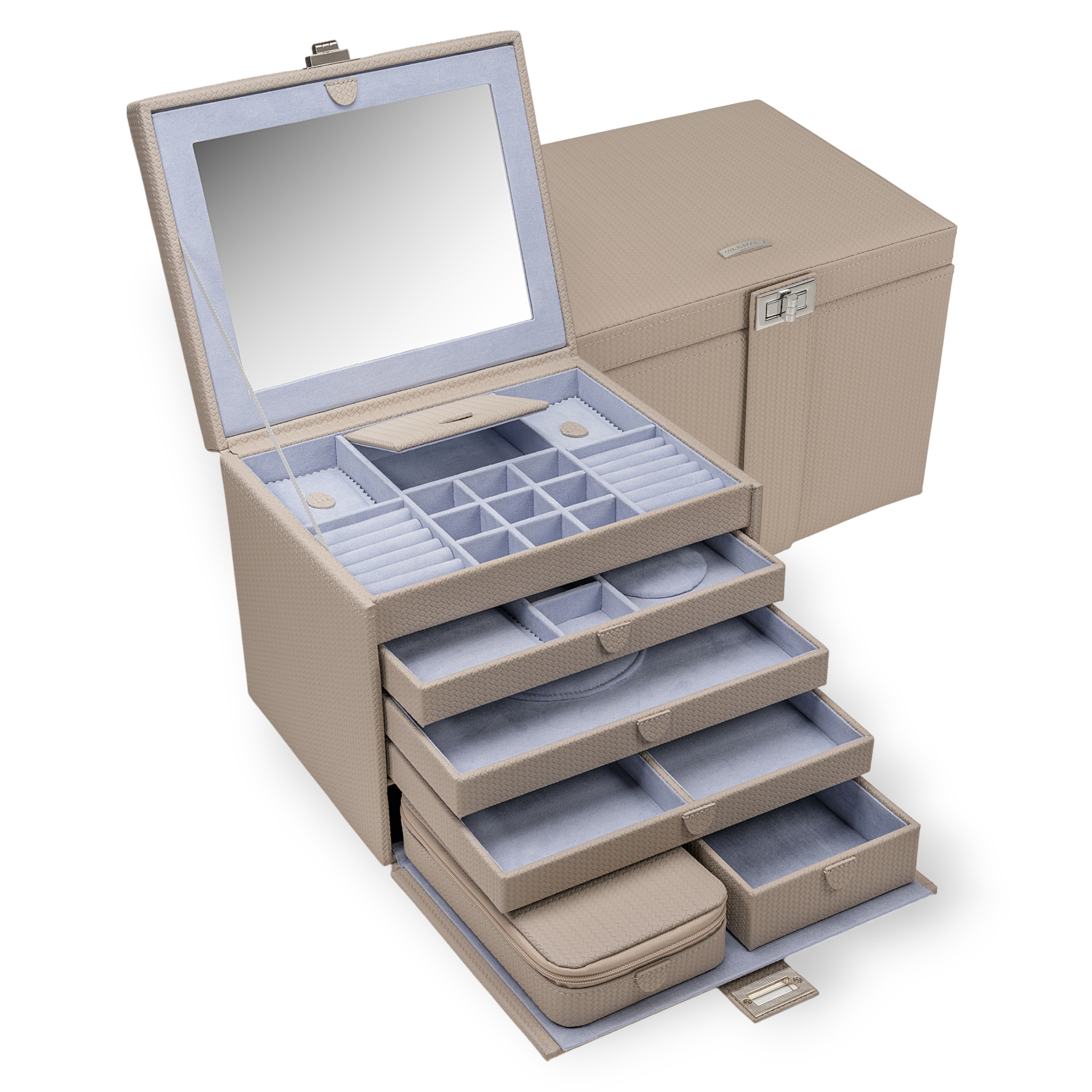 Schmuckkoffer XL mit Reiseetui corbello / taupe