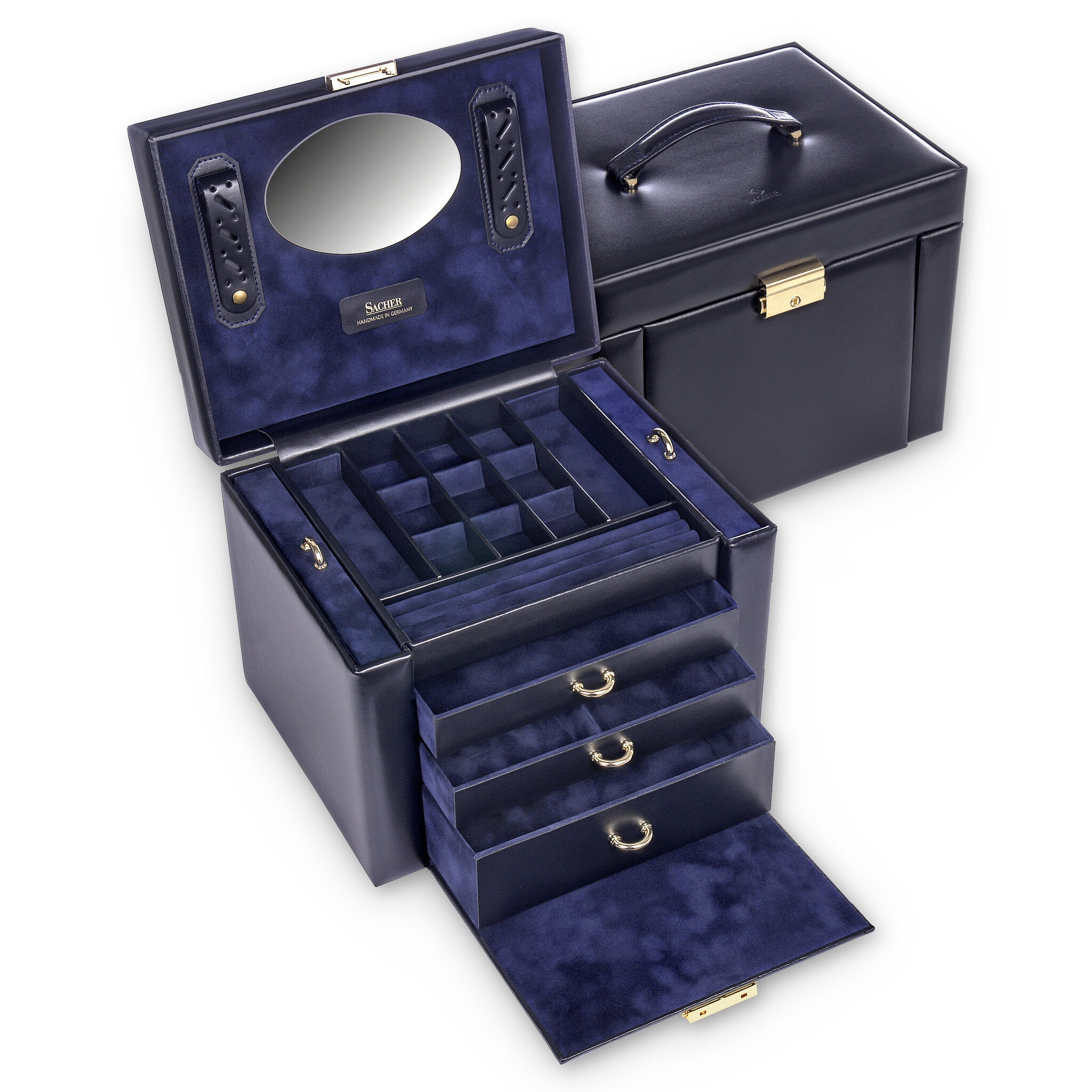 Marta acuro / navy (leather) jewellery box 