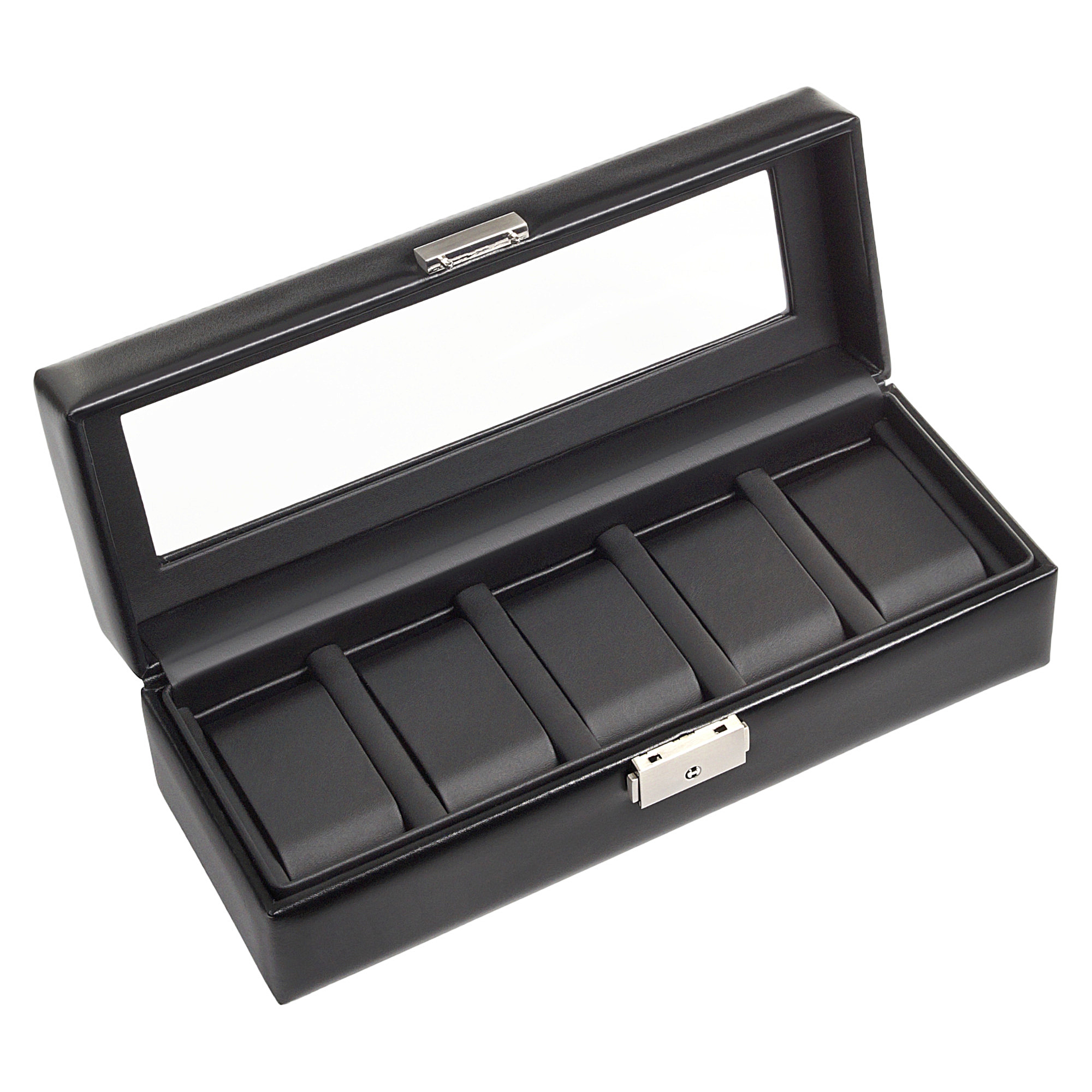 Watch case for 5 watches black exclusive / black (leather) 