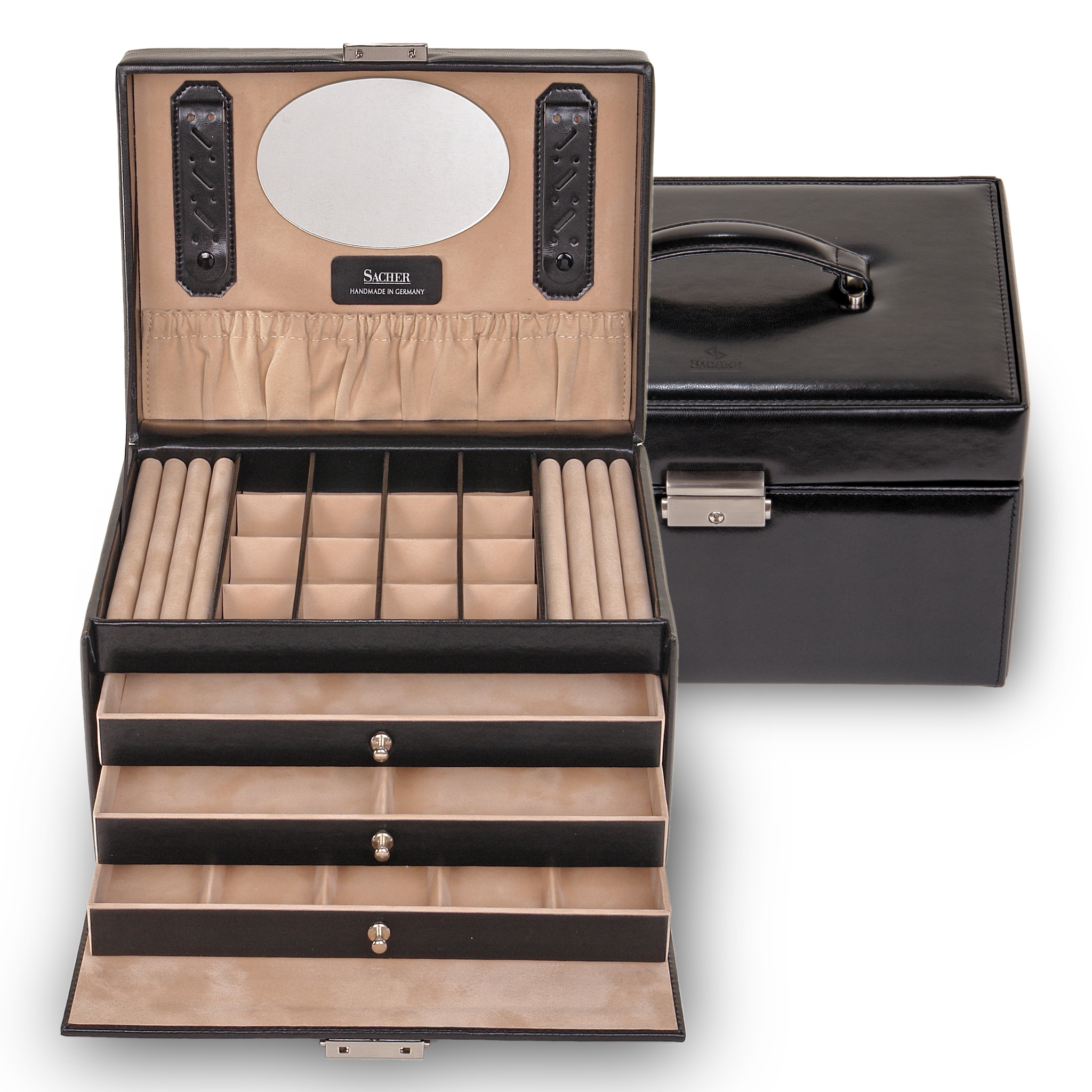 Schmuckkasten Lena new classic / schwarz (Leder) 