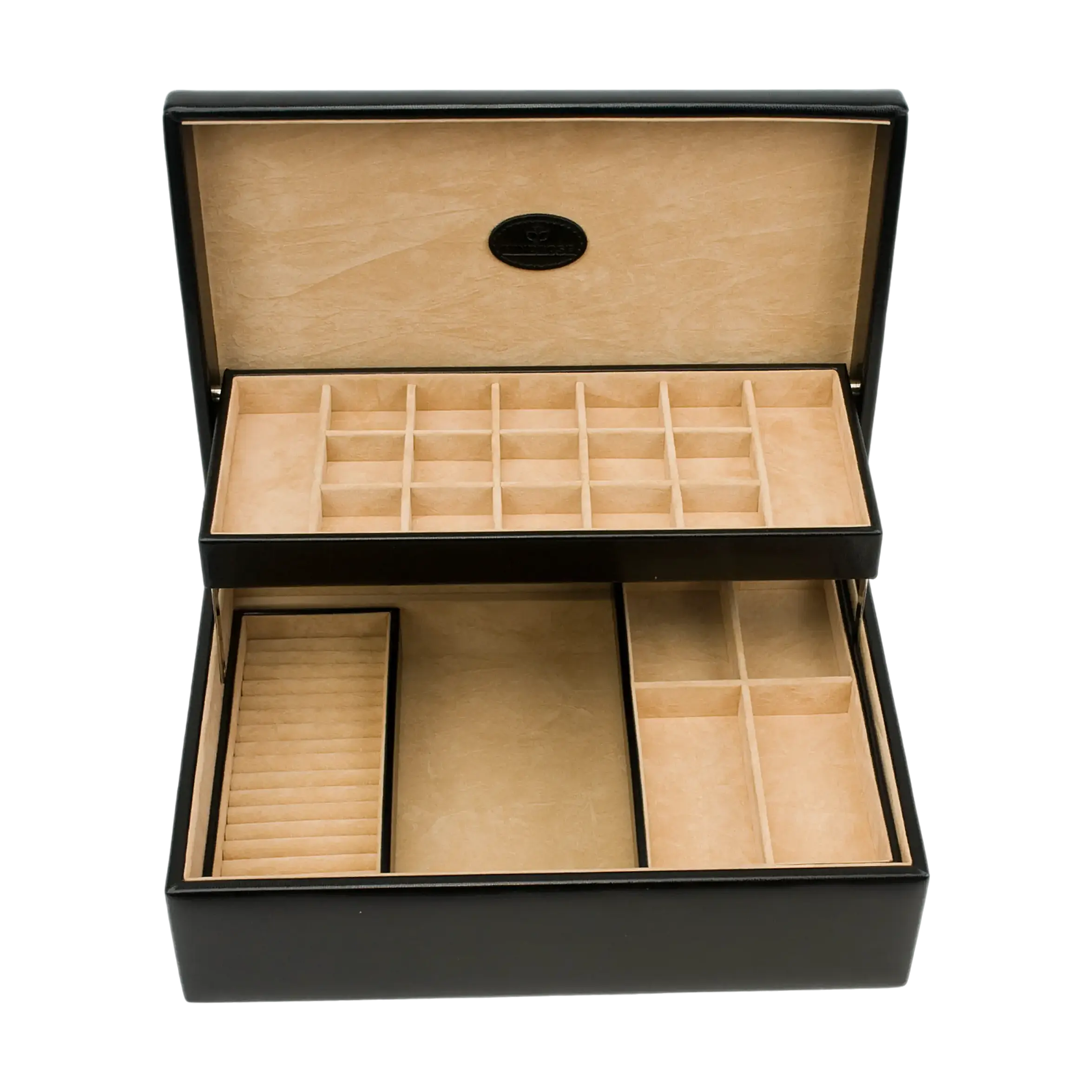 Charm box with 2 removable inserts Merino / black