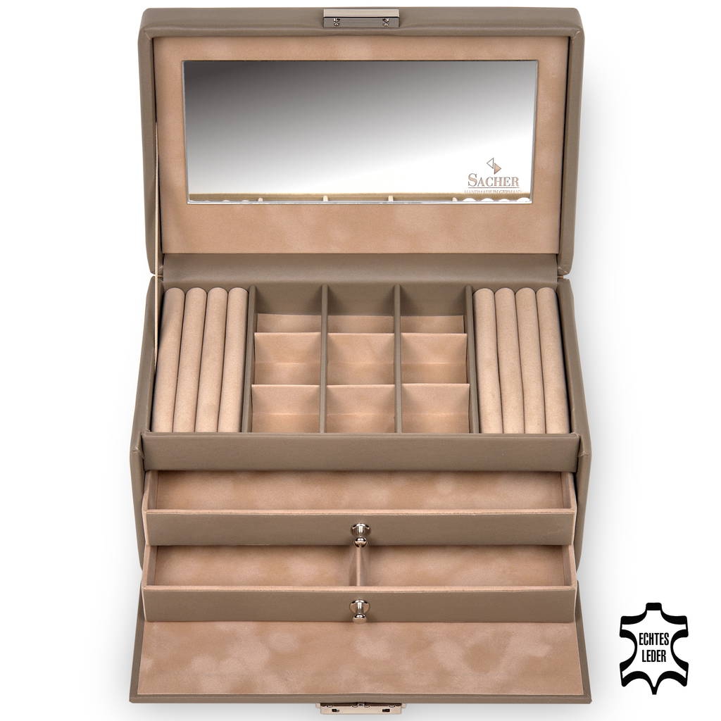 Jewellery box Elly nature / taupe (leather) 