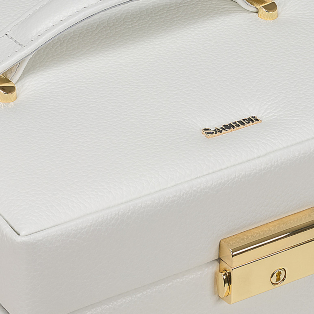 Schmuckkasten Lisa granello / weiß (Vollrindleder) 